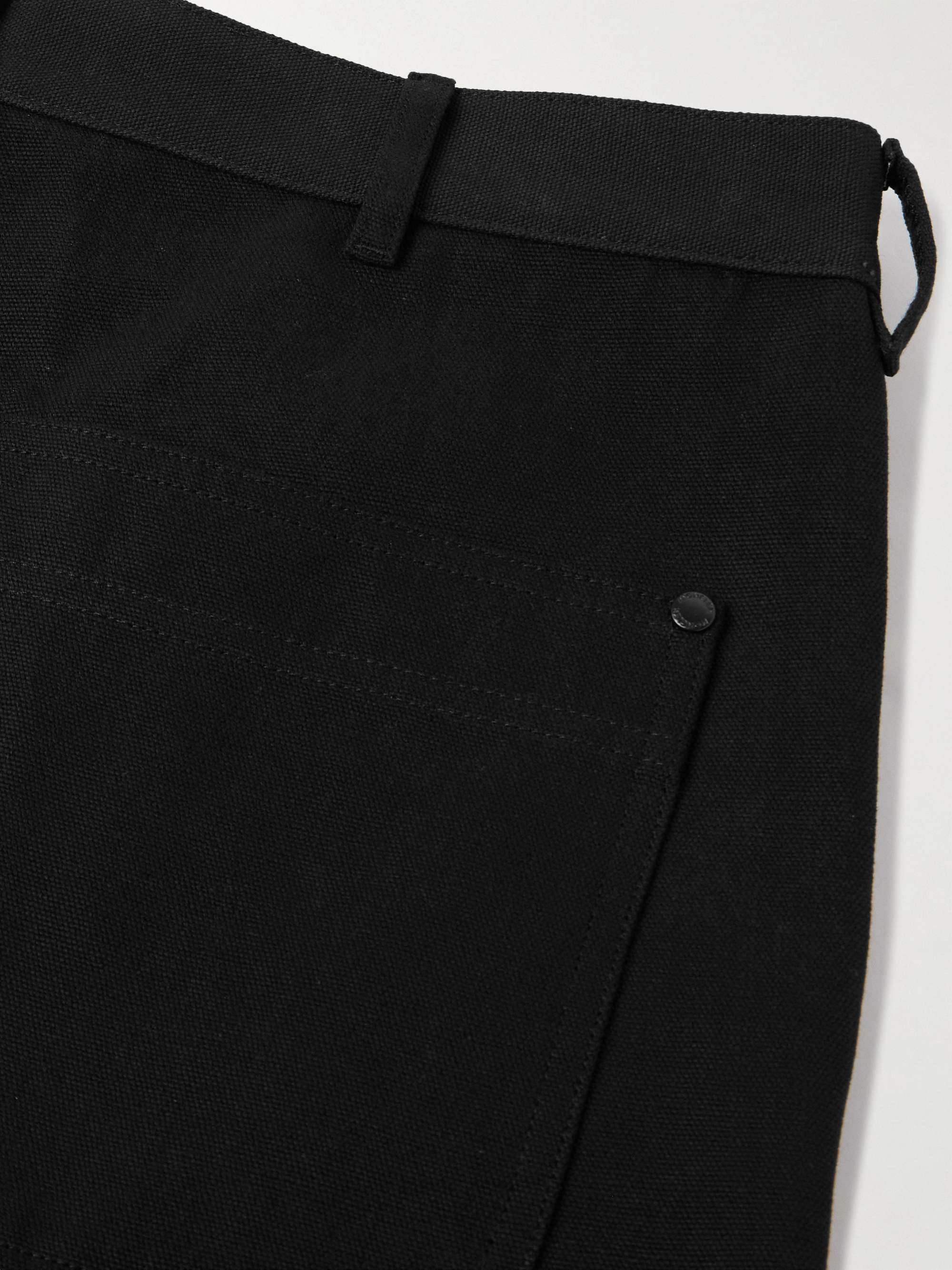 Straight-Leg Logo-Embroidered Cotton-Canvas Trousers view