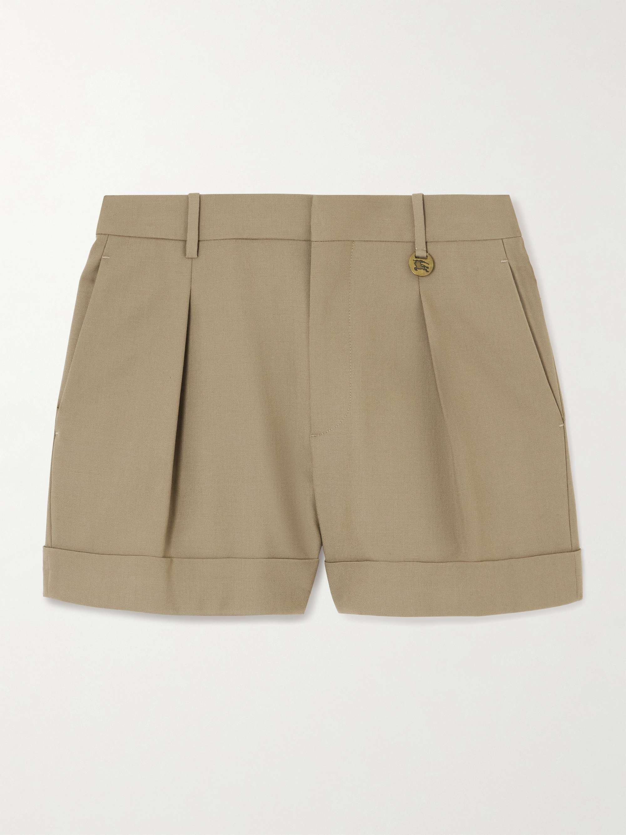 Embellished pleated wool shorts view
