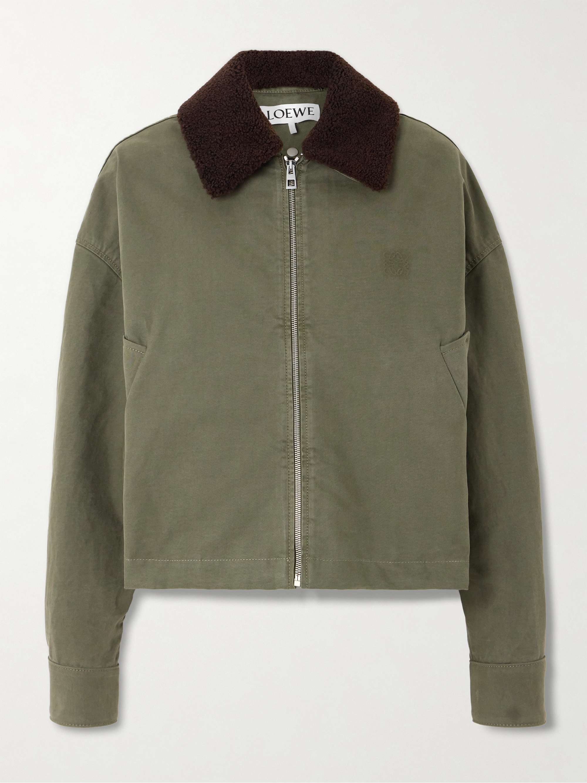 Shearling-trimmed cotton-drill jacket view