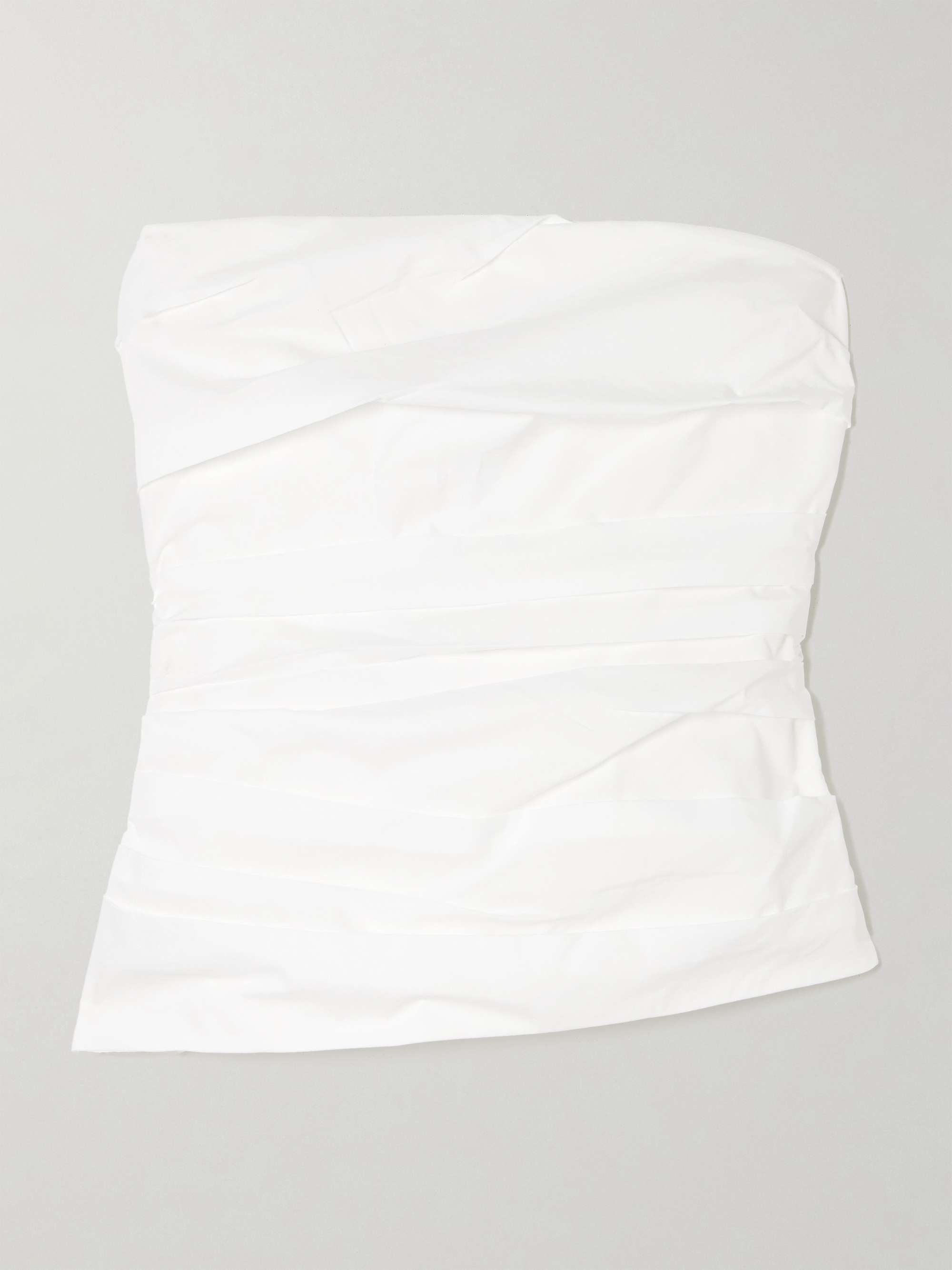 Emerson strapless ruched cotton-blend poplin bustier top view