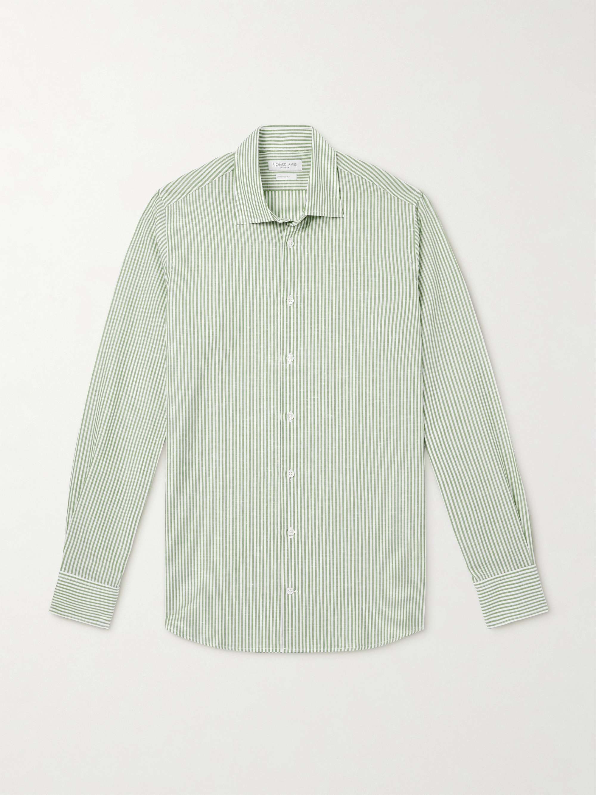Slim-Fit Striped Linen Shirt view