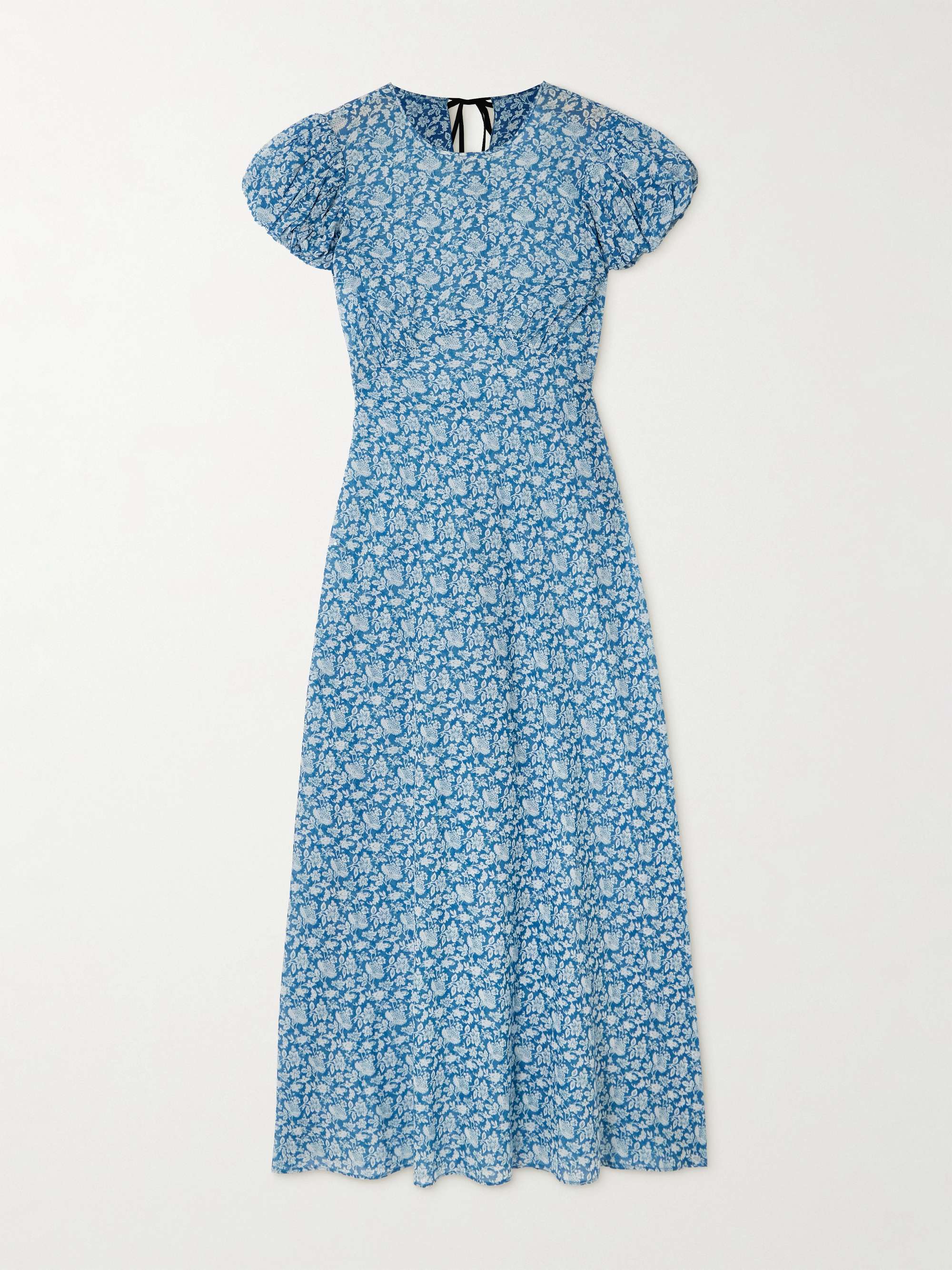 Romina tie-detailed floral-print organic cotton-voile midi dress view