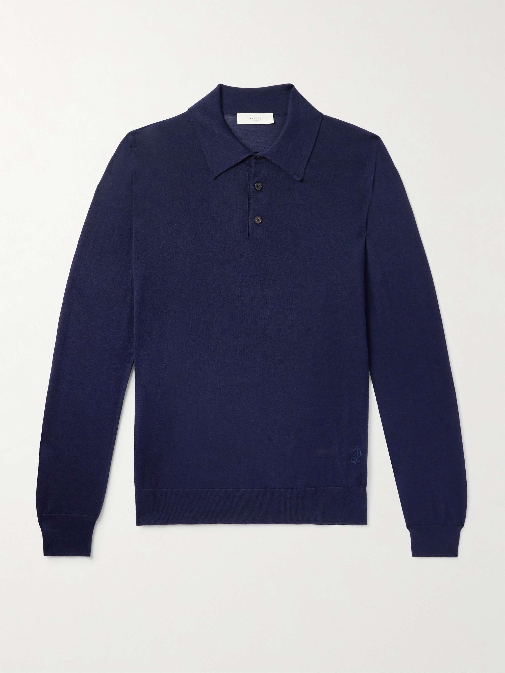 Logo-Embroidered Merino Wool Polo Shirt view