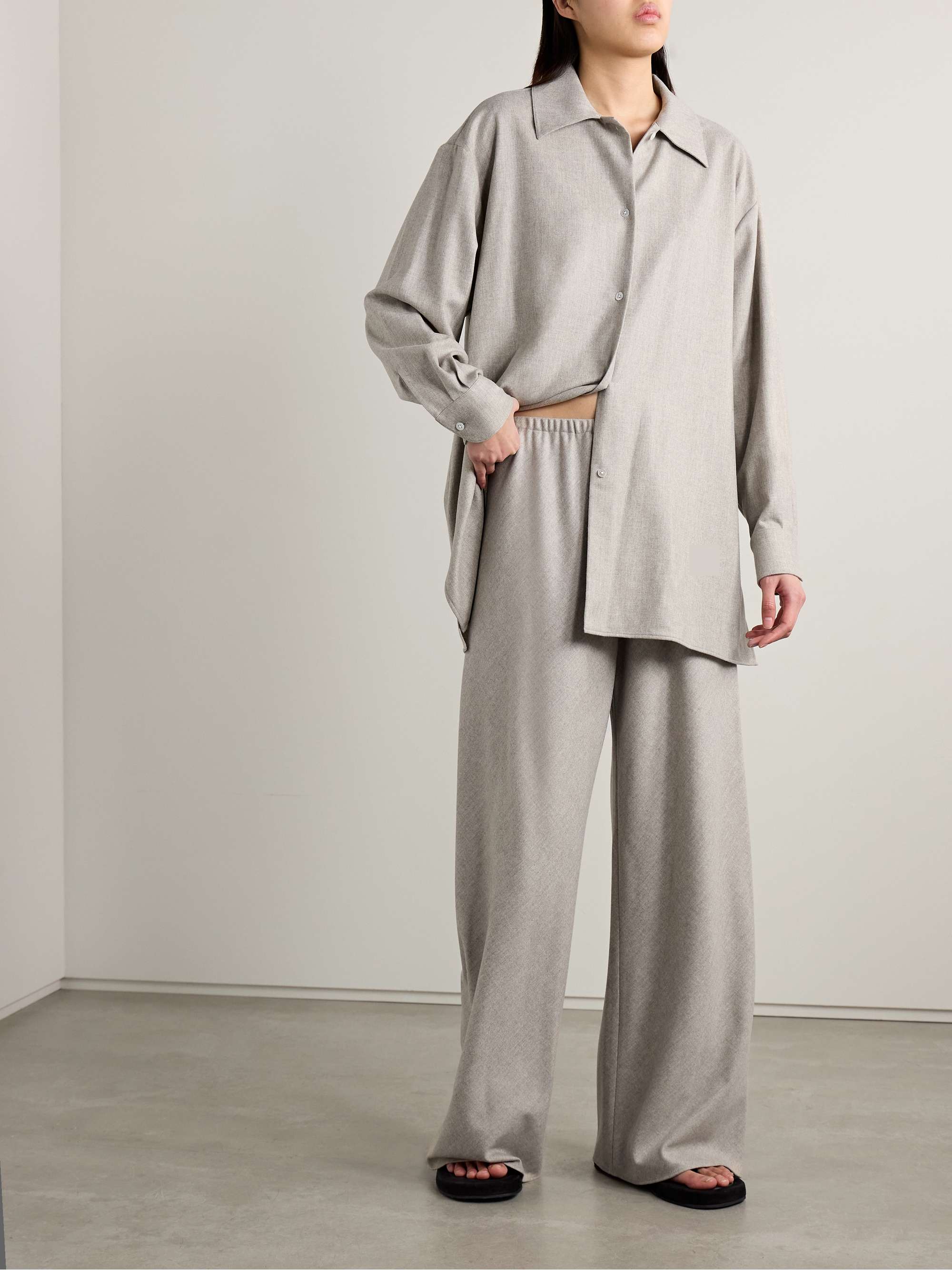 Gala wool and cashmere-blend flannel wide-leg pants view