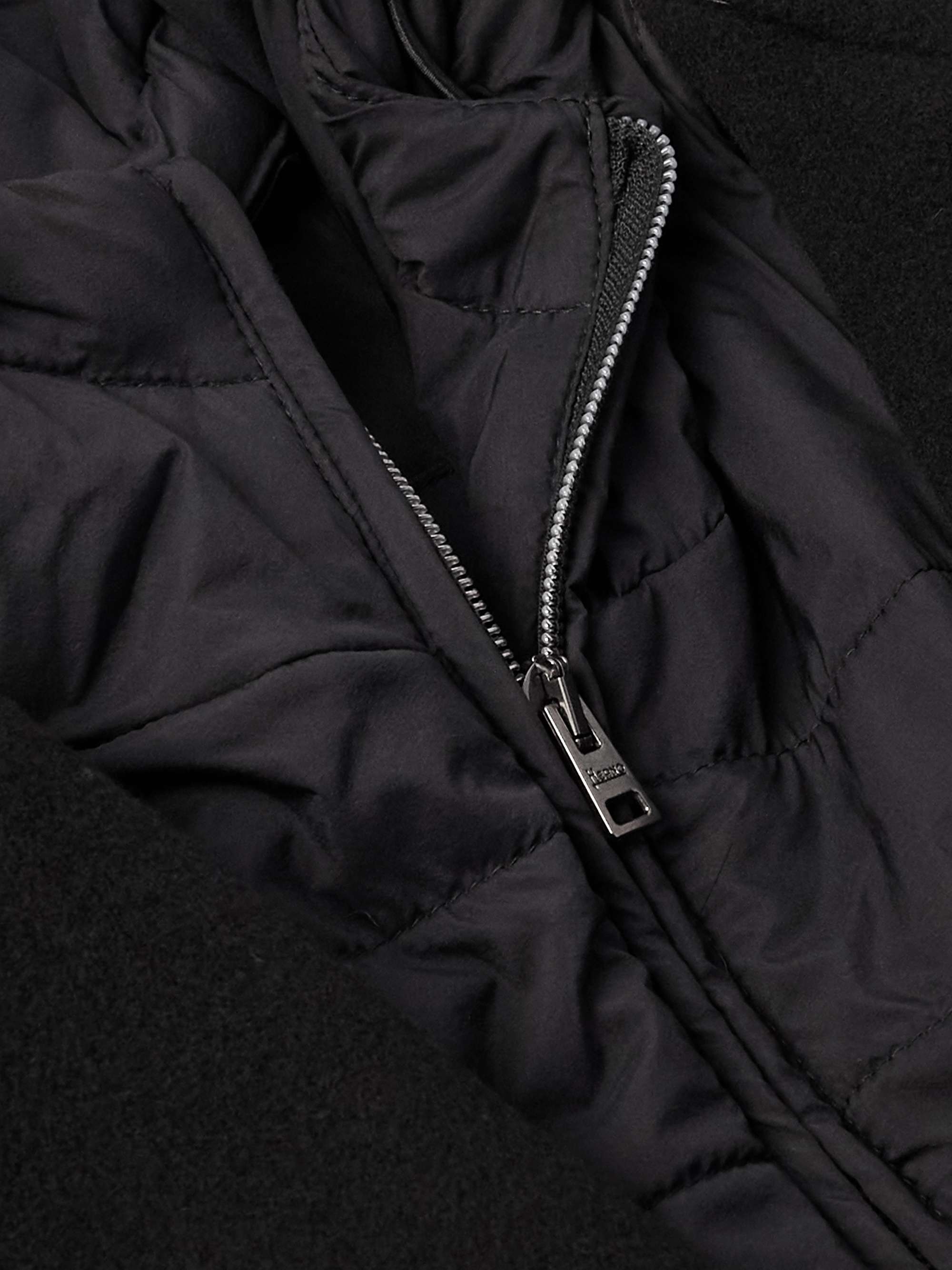 Padded Shell-Trimmed Wool-Blend Hooded Coat view