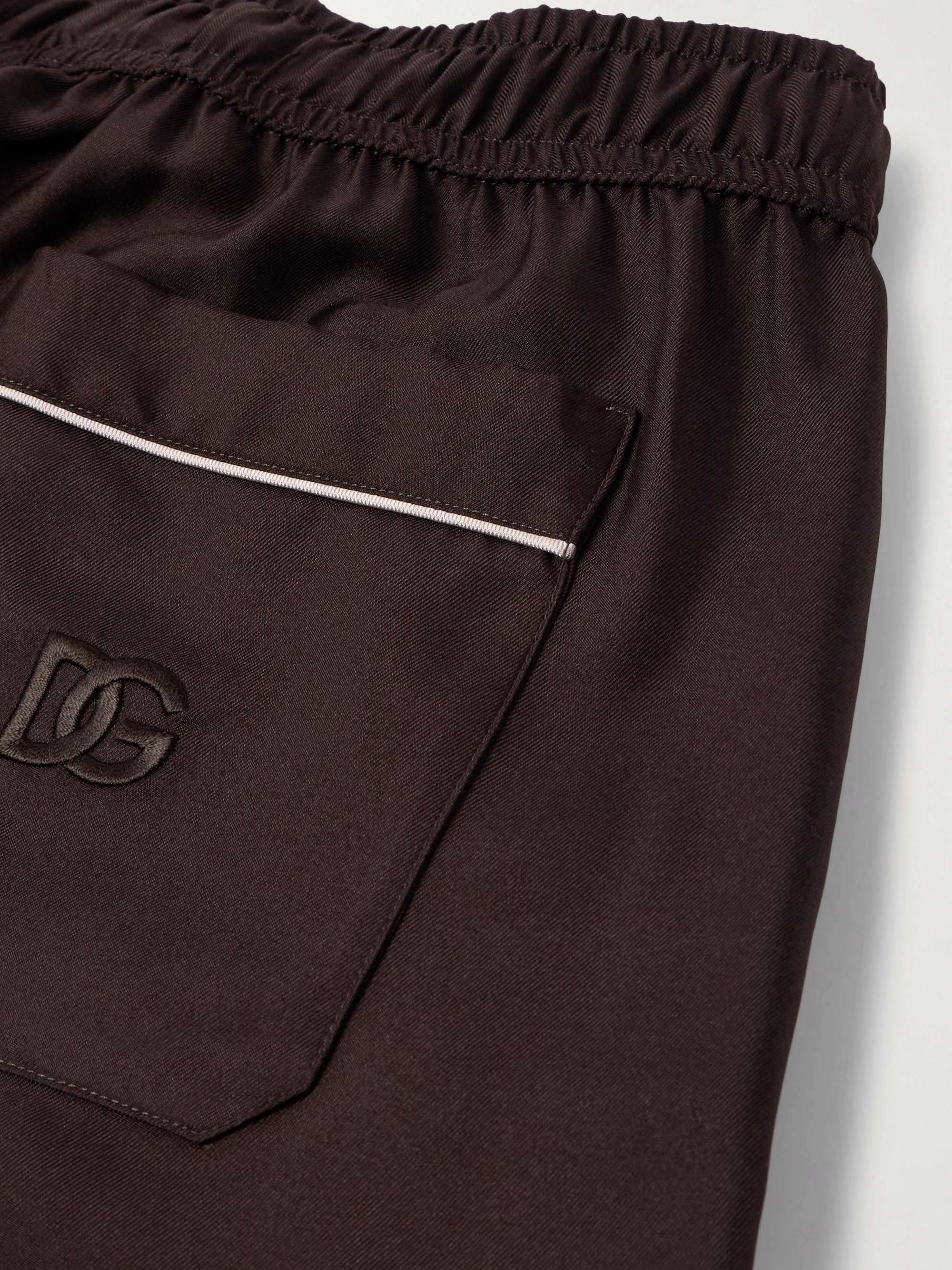Logo-Embroidered Silk-Twill Pyjama Bottoms view