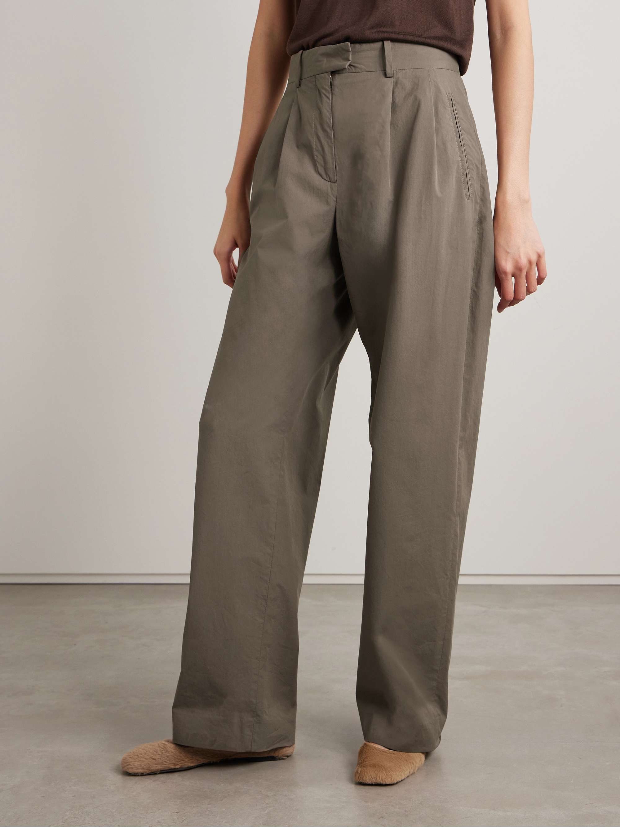 Alfidis pleated cotton-twill wide-leg pants view