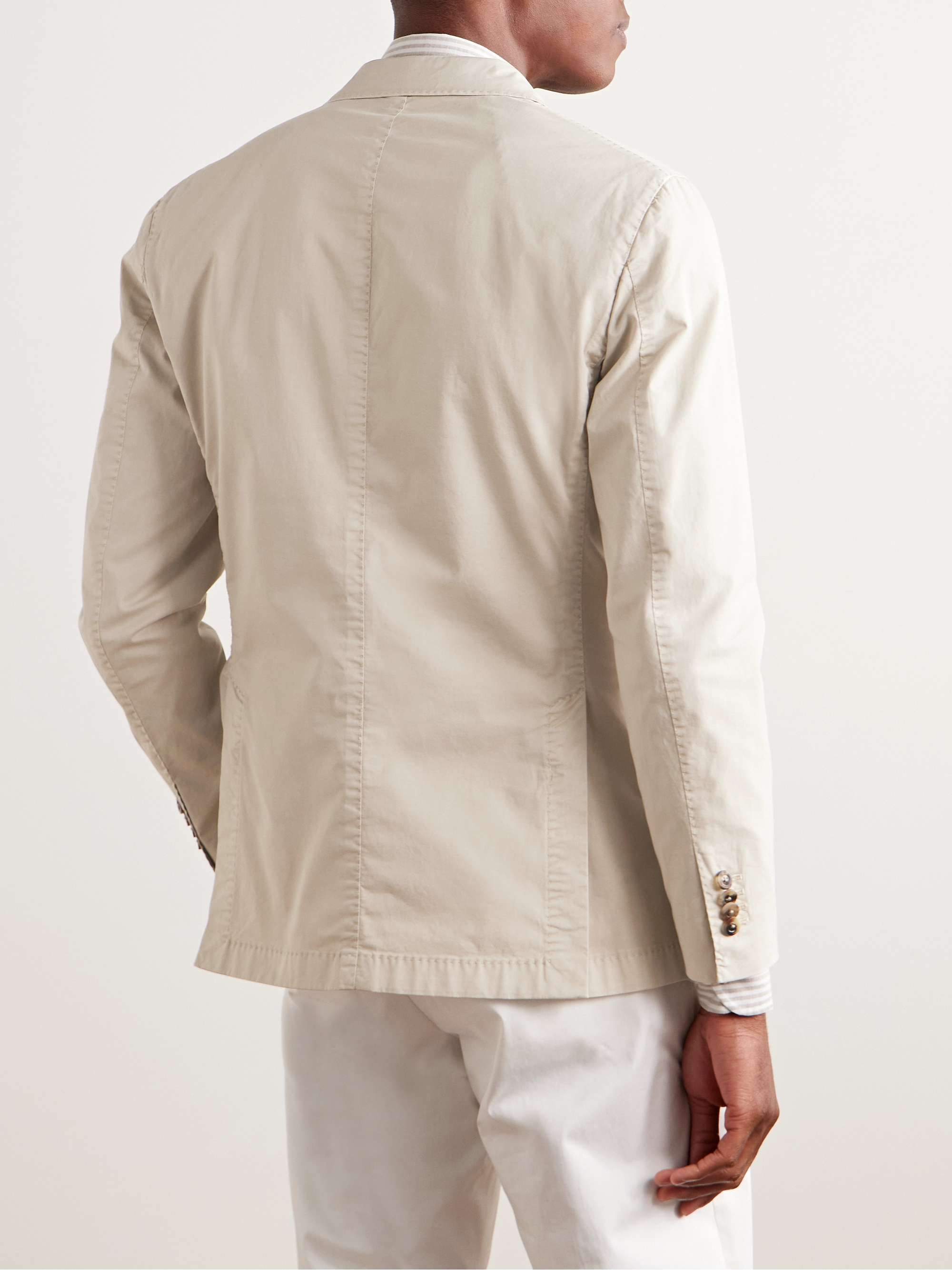 Unstructured Garment-Dyed Cotton-Blend Twill Suit Jacket view