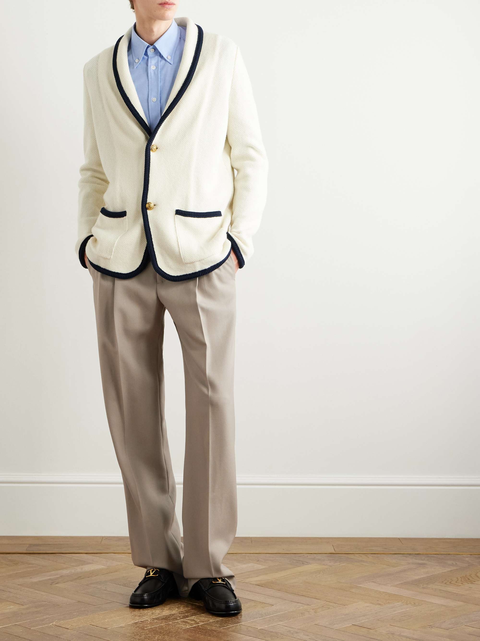 Wide-Leg Pleated Wool-Gabardine Trousers view