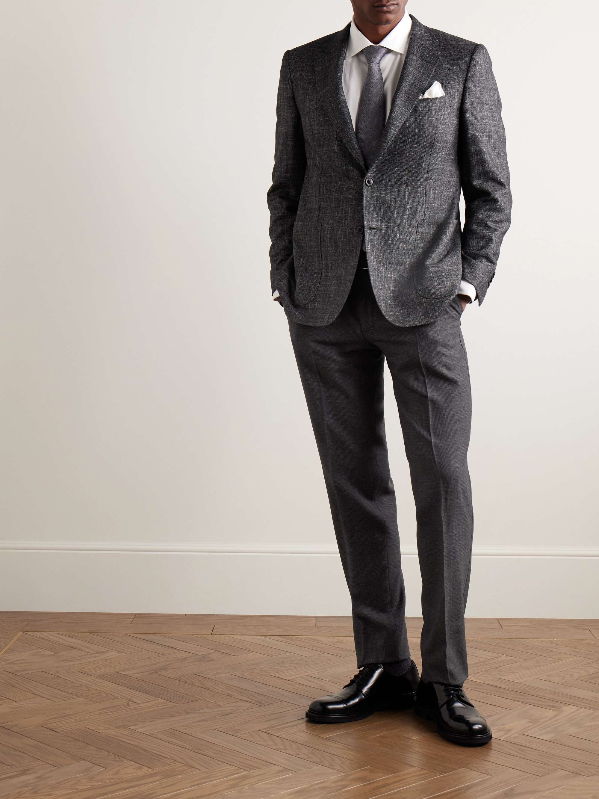 Slim-Fit Prince of Wales Checked Super 160s Wool Suit Trousers view