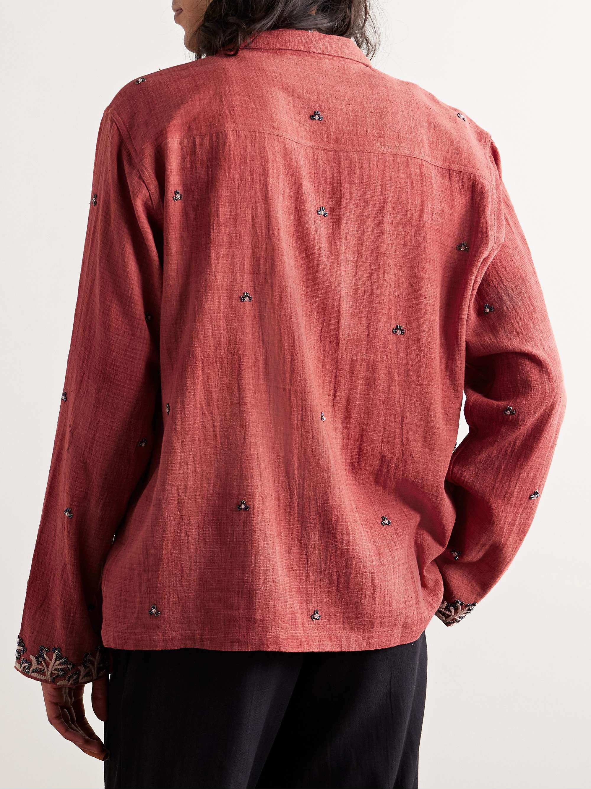 Beaded Embroidered Cotton Shirt view