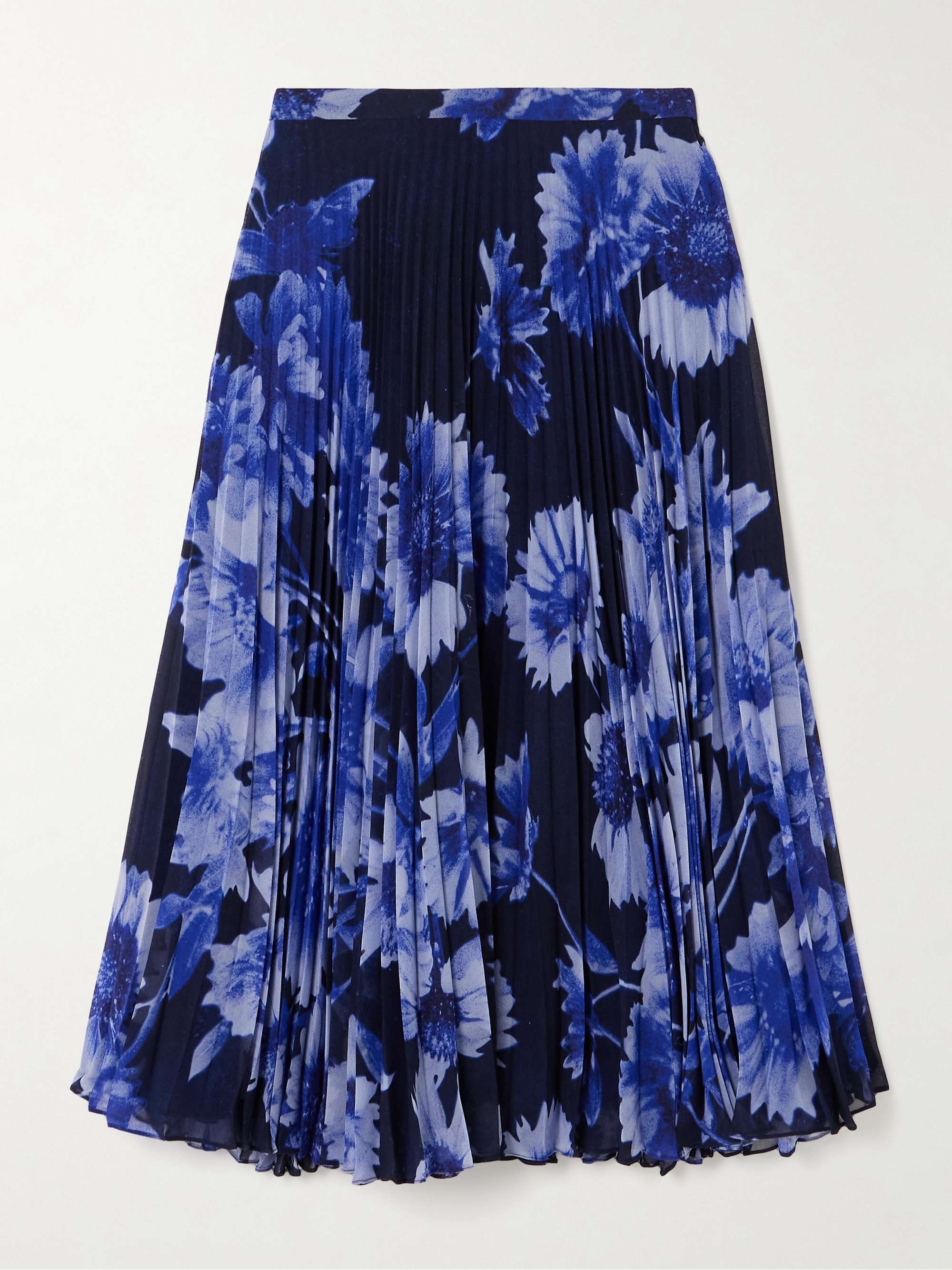 Troubridge floral-print pleated silk-voile midi skirt view