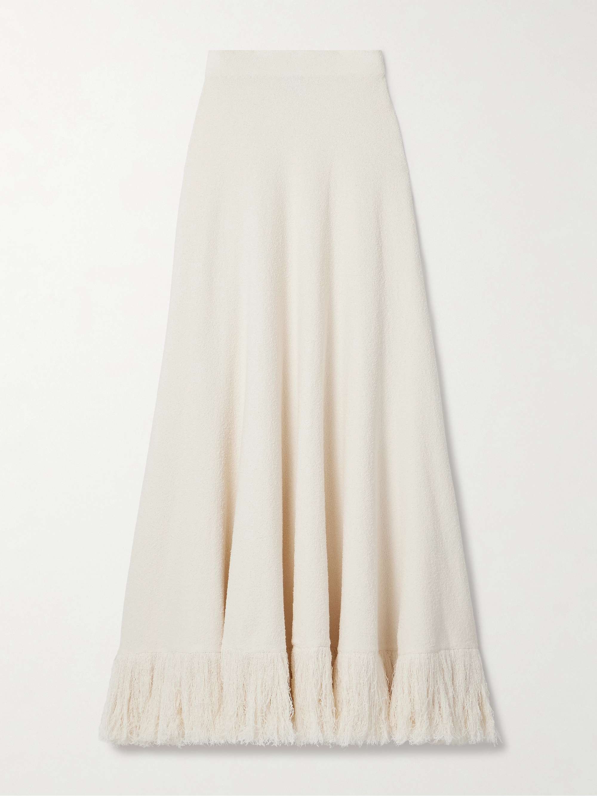 Fringed cotton-blend bouclé maxi skirt view