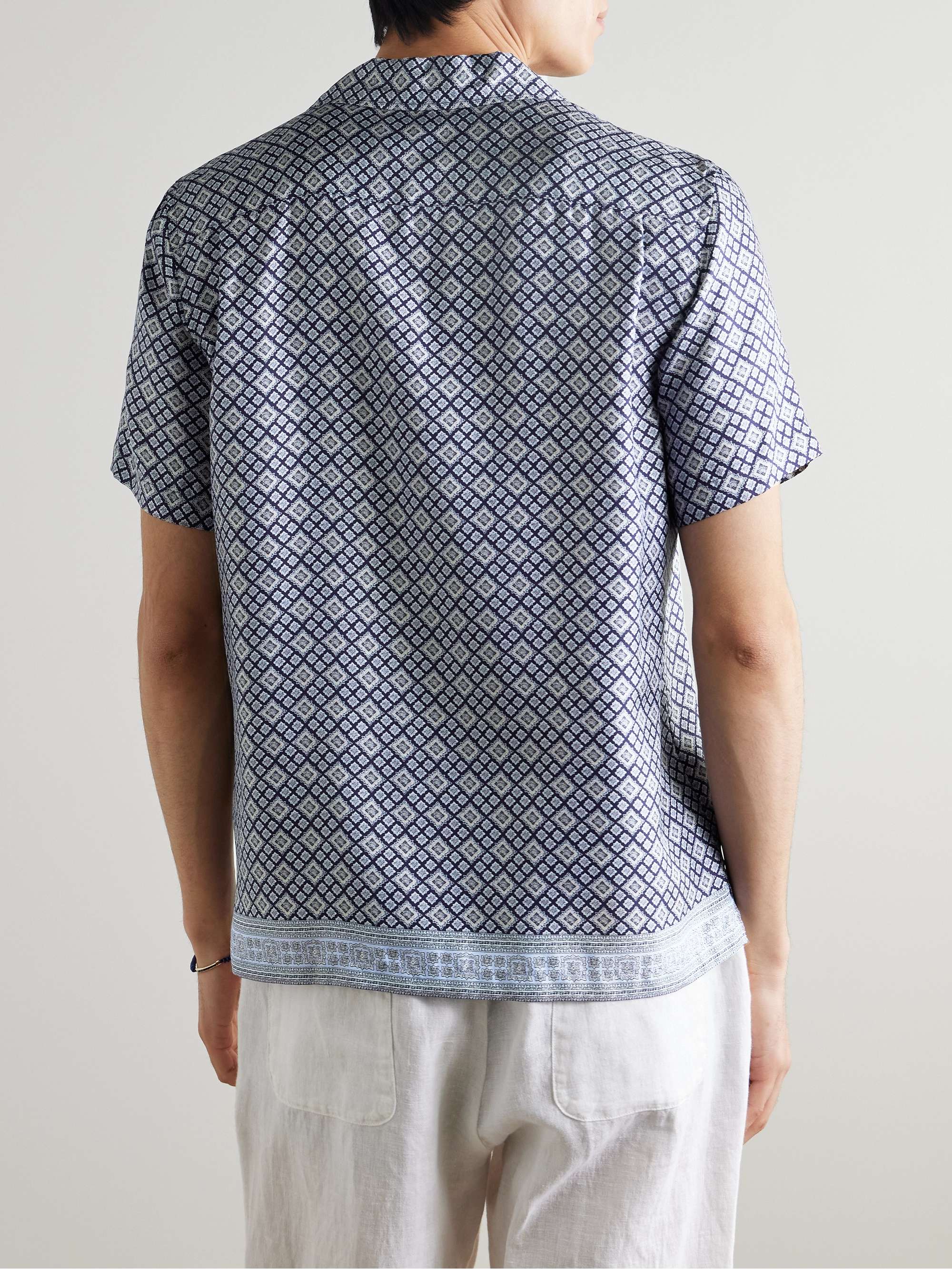 Maitan Camp-Collar Printed Silk-Twill Shirt view