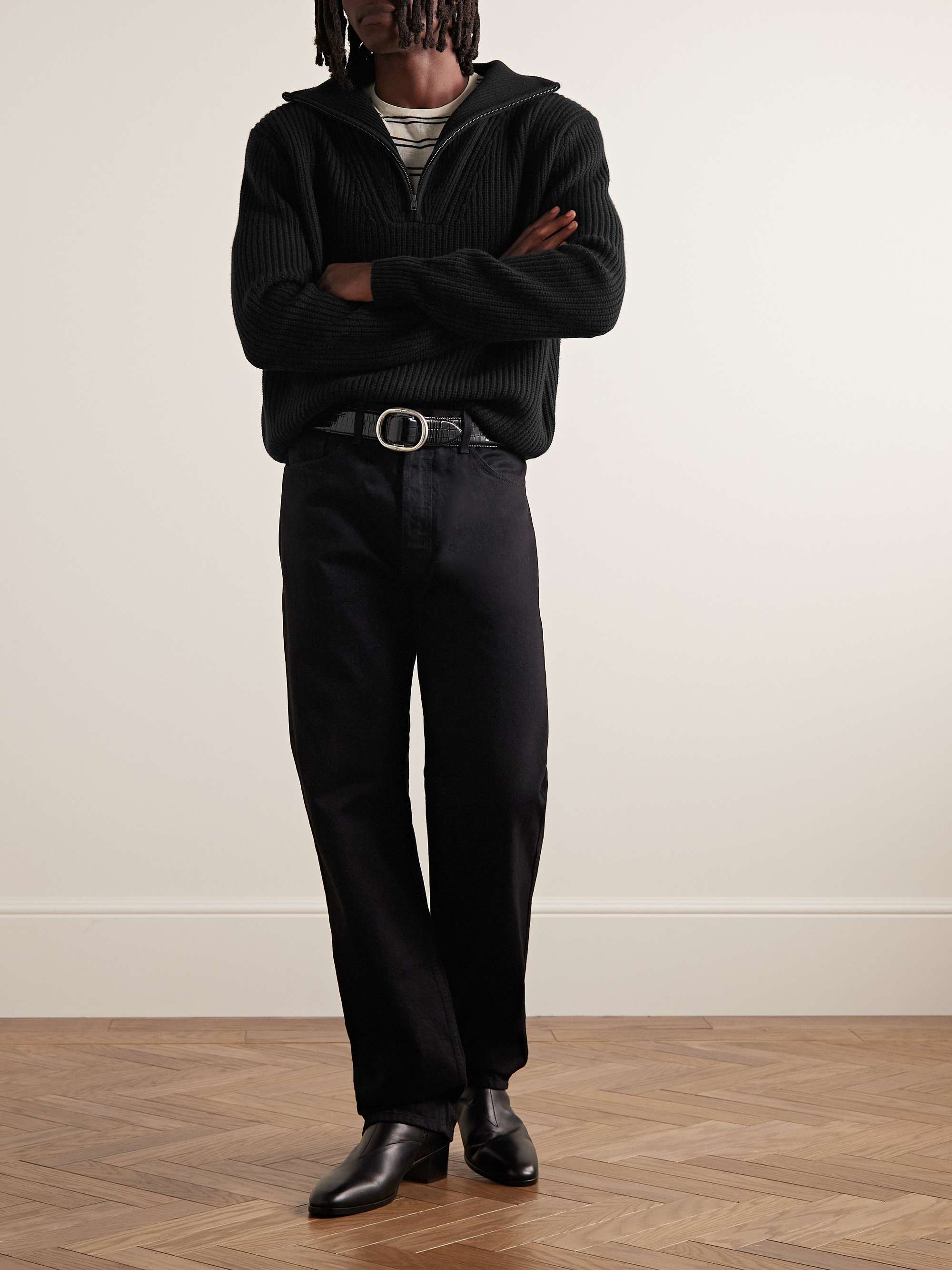Heston Ribbed Cashmere Half-Zip Sweater view