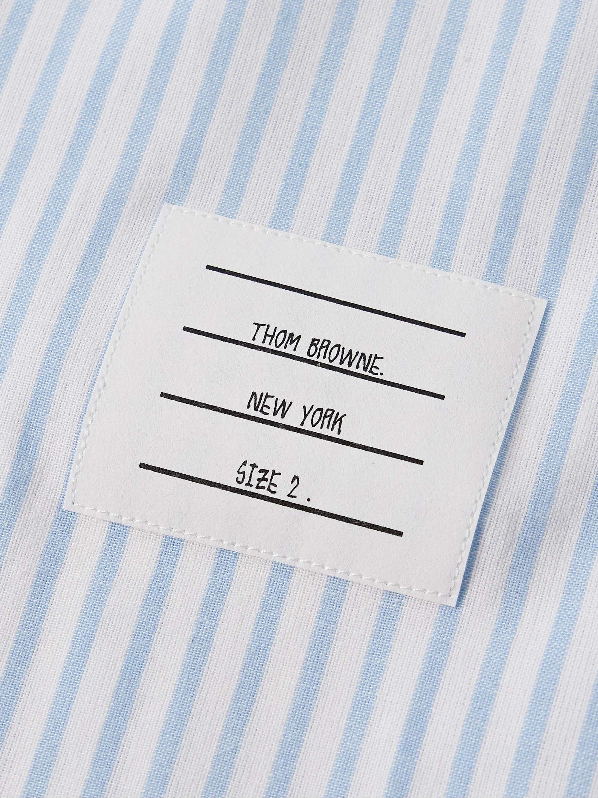 Button-Down Collar Grosgrain-Trimmed Striped Cotton-Voile Shirt view
