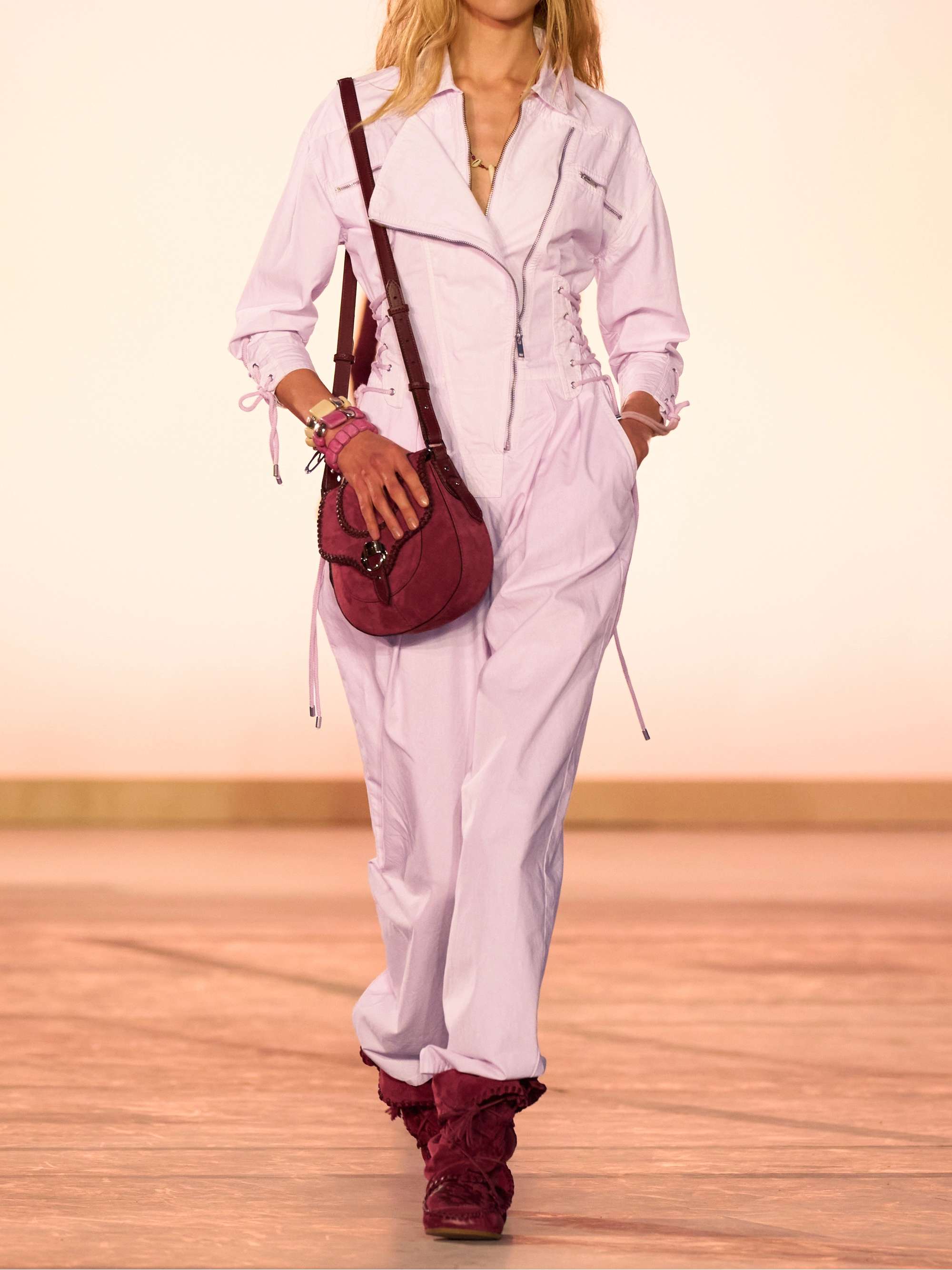 Irianna lace-up pleated cotton-canvas jumpsuit view