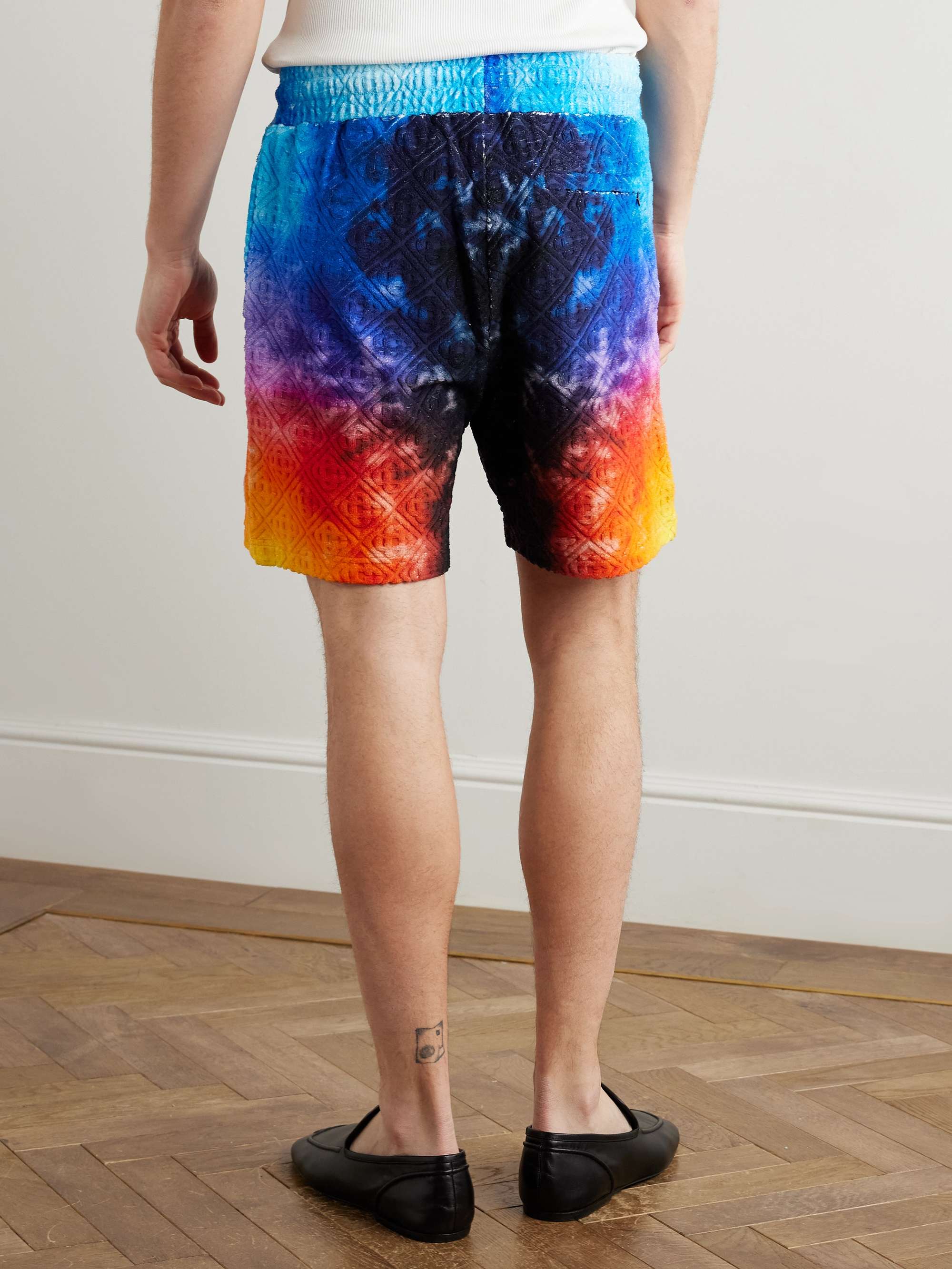 Straight-Leg Logo-Appliquéd Jacquard-Knit Cotton-Blend Terry Shorts view
