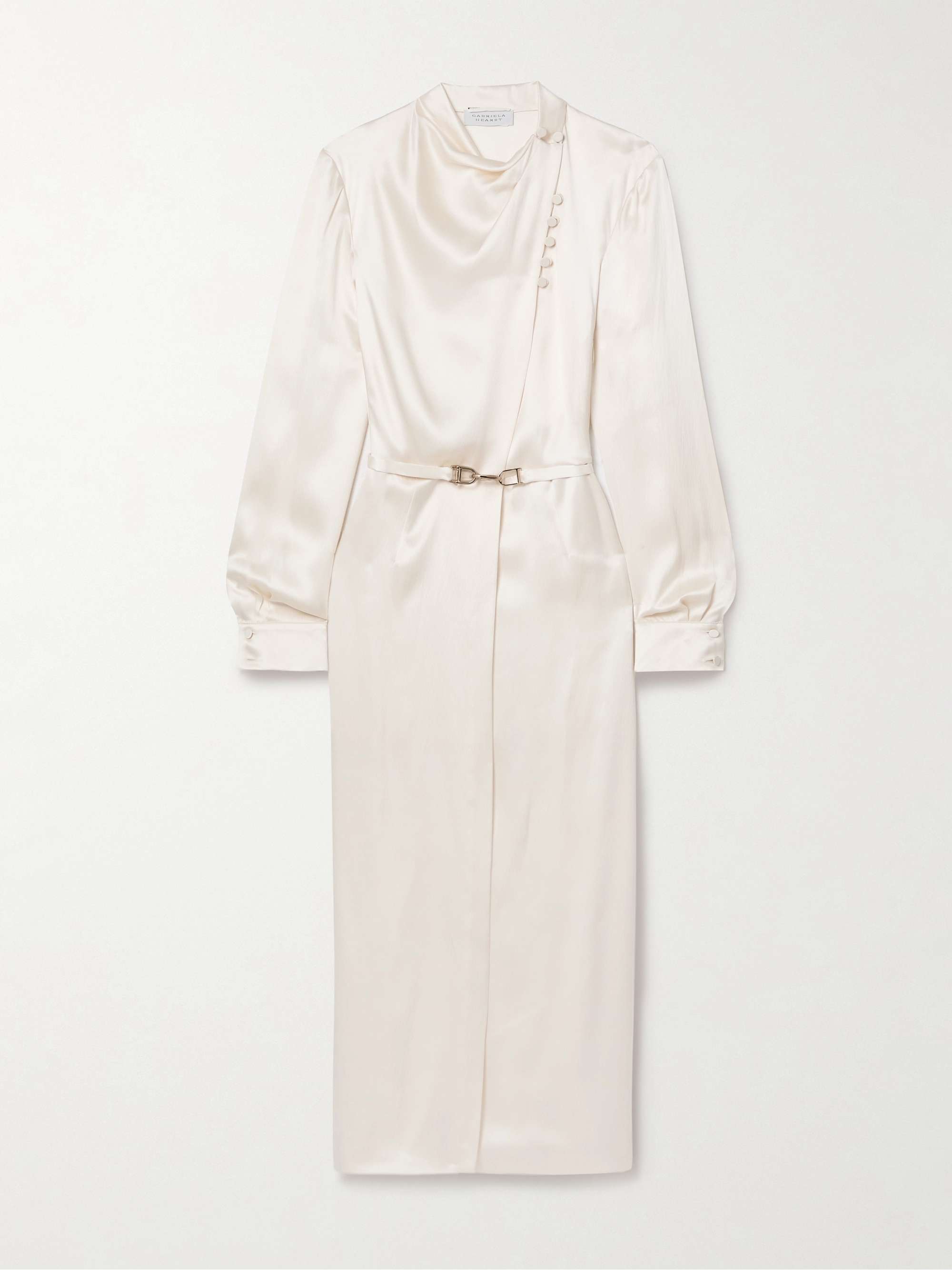 Josefina belted draped silk-satin midi wrap dress view