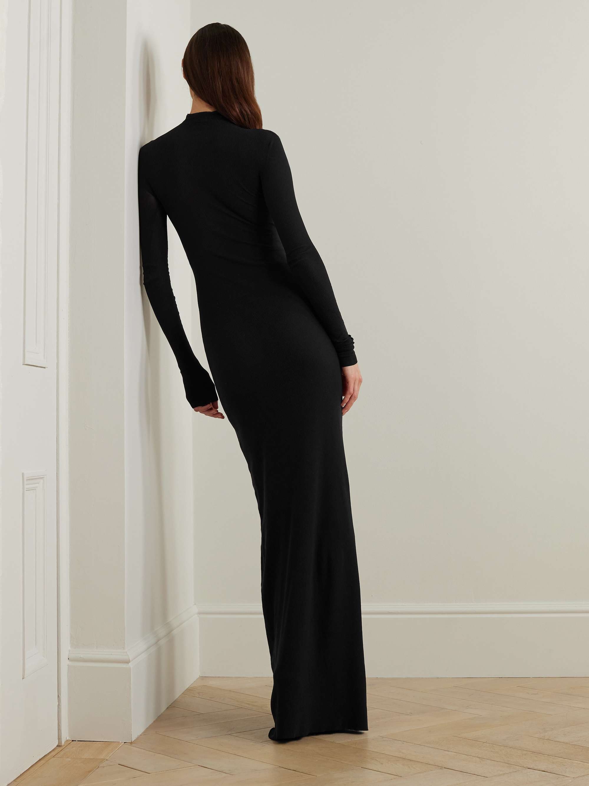 Ribbed-knit turtleneck maxi dress view