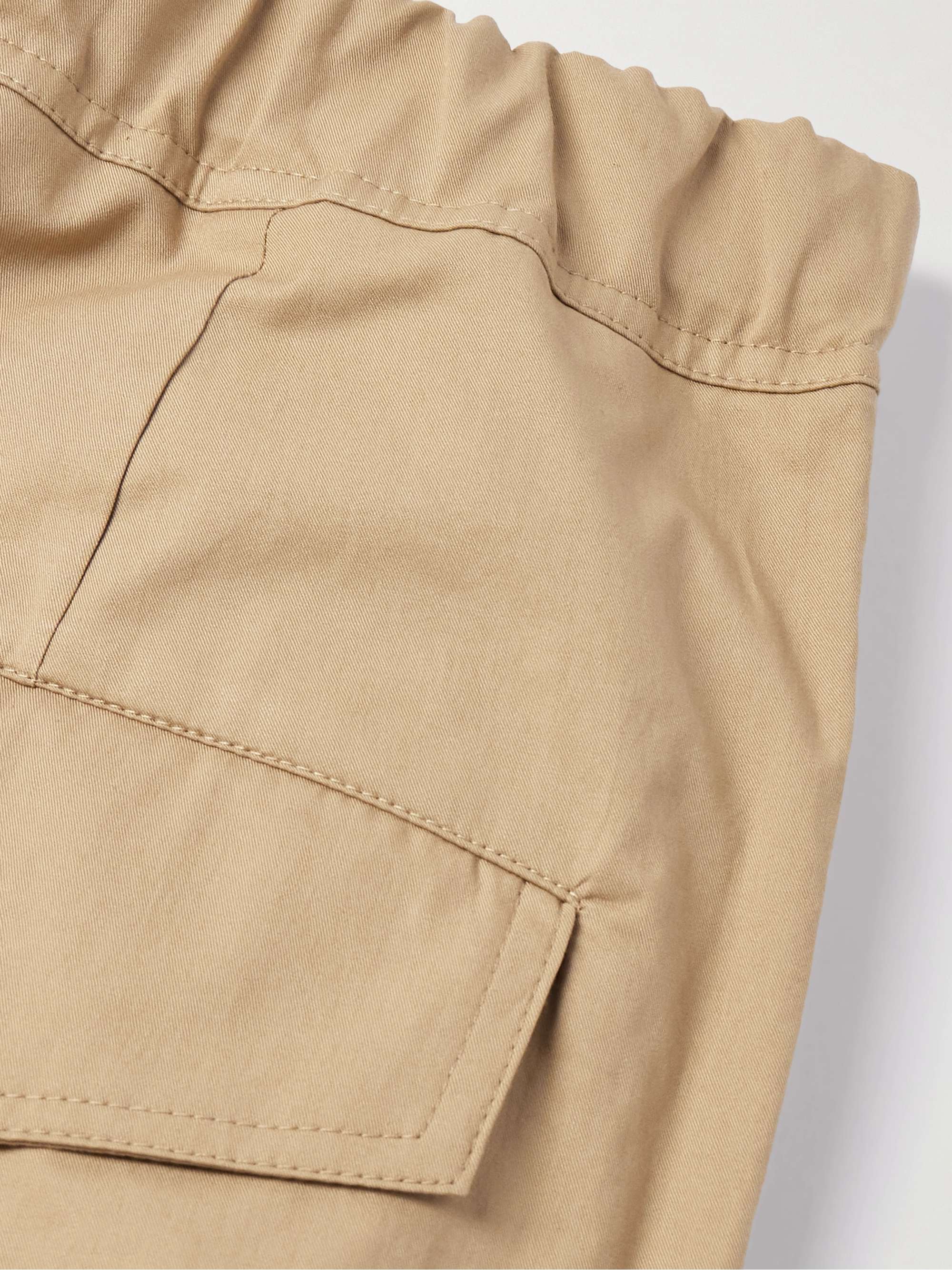 Wide-Leg Cotton-Twill Drawstring Cargo Trousers view