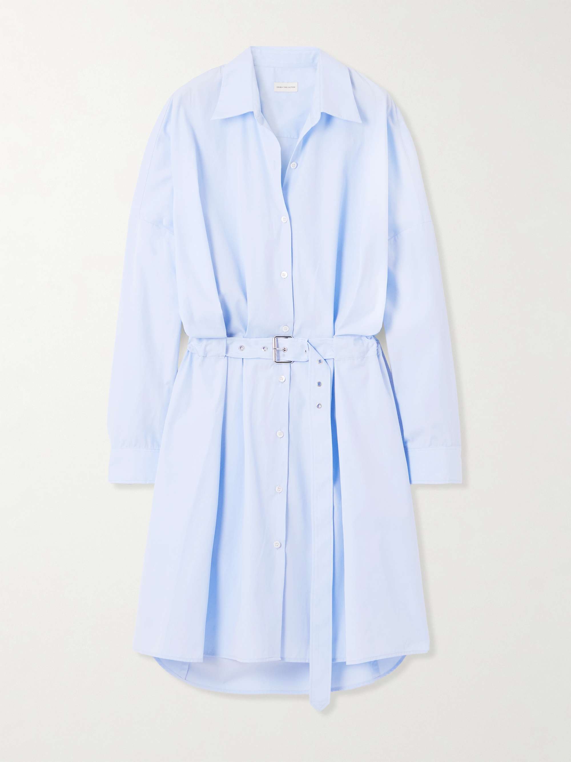 Belted cotton-poplin shirt dress view