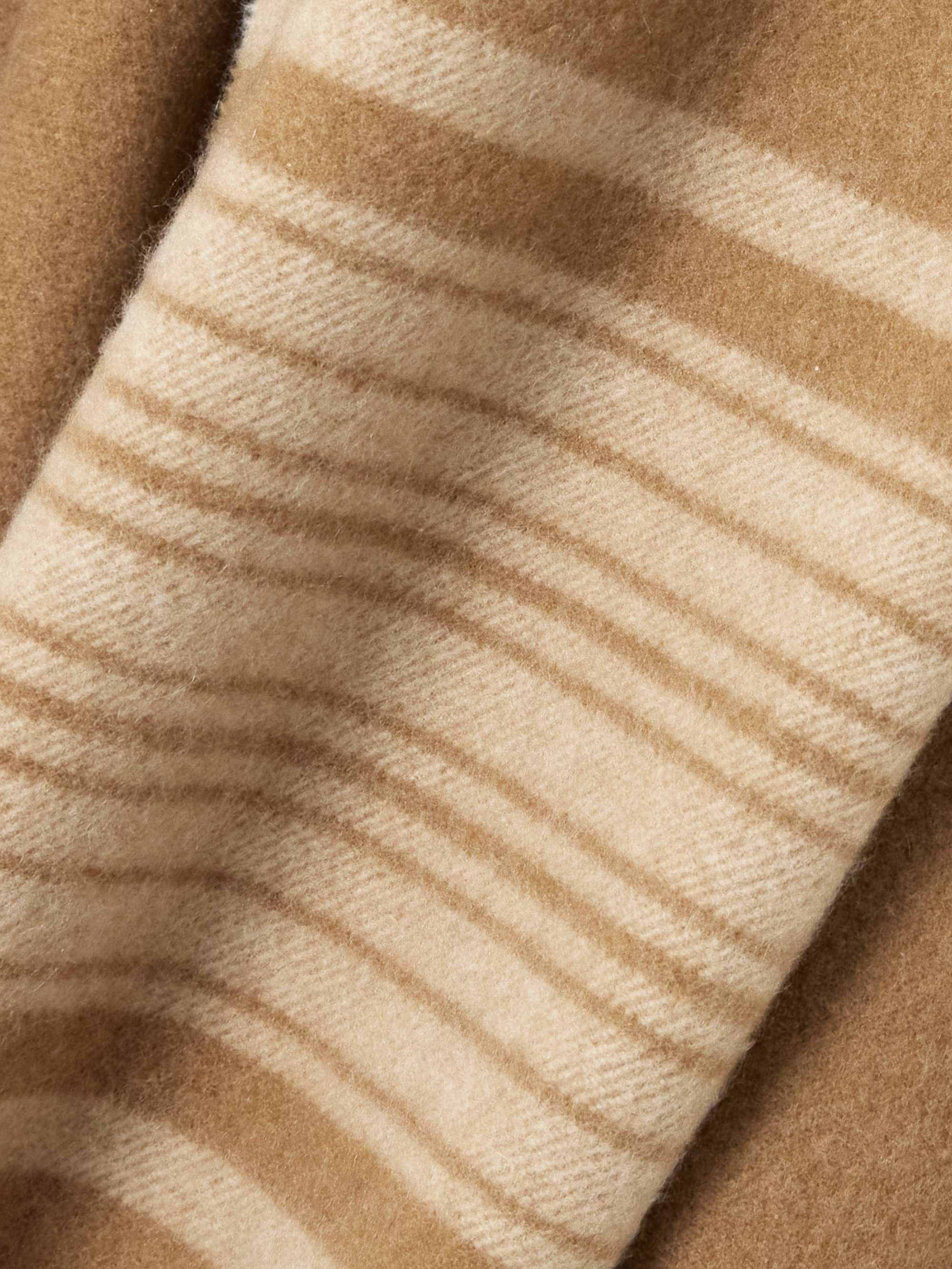 Daisy fringed scarf-detailed striped brushed cashmere cape view