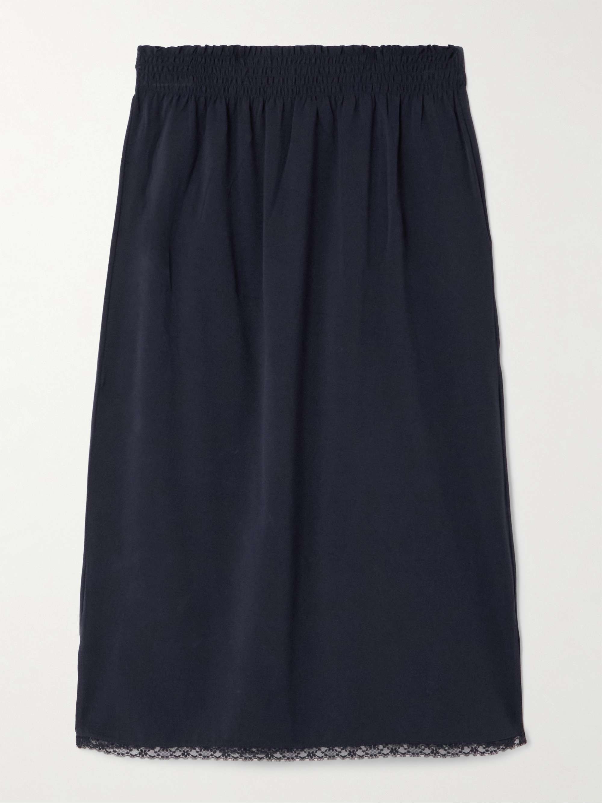 Lace-trimmed stretch-jersey midi skirt view