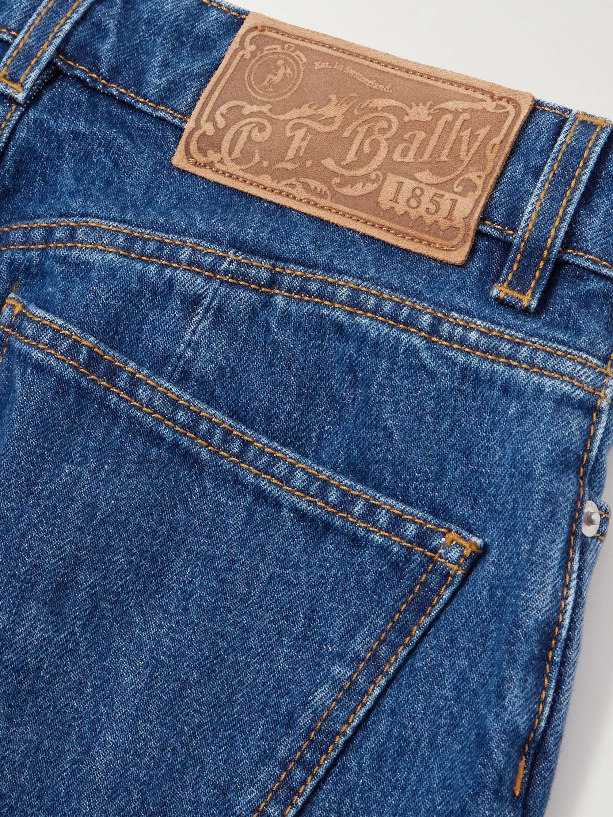 Cropped paneled high-rise flared jeans view