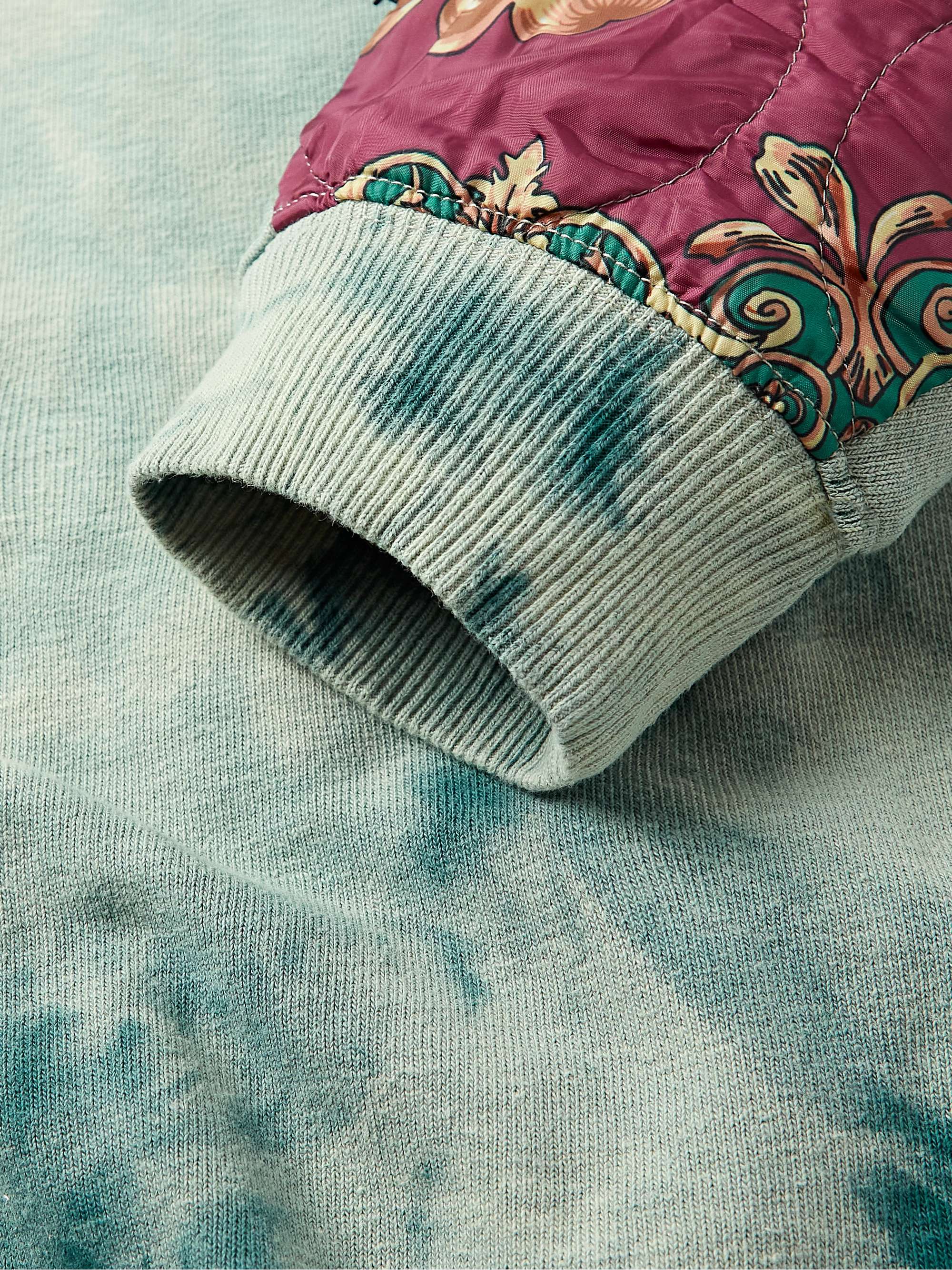 Tie-Dyed Cotton-Jersey and Printed Quilted Shell Sweatshirt view