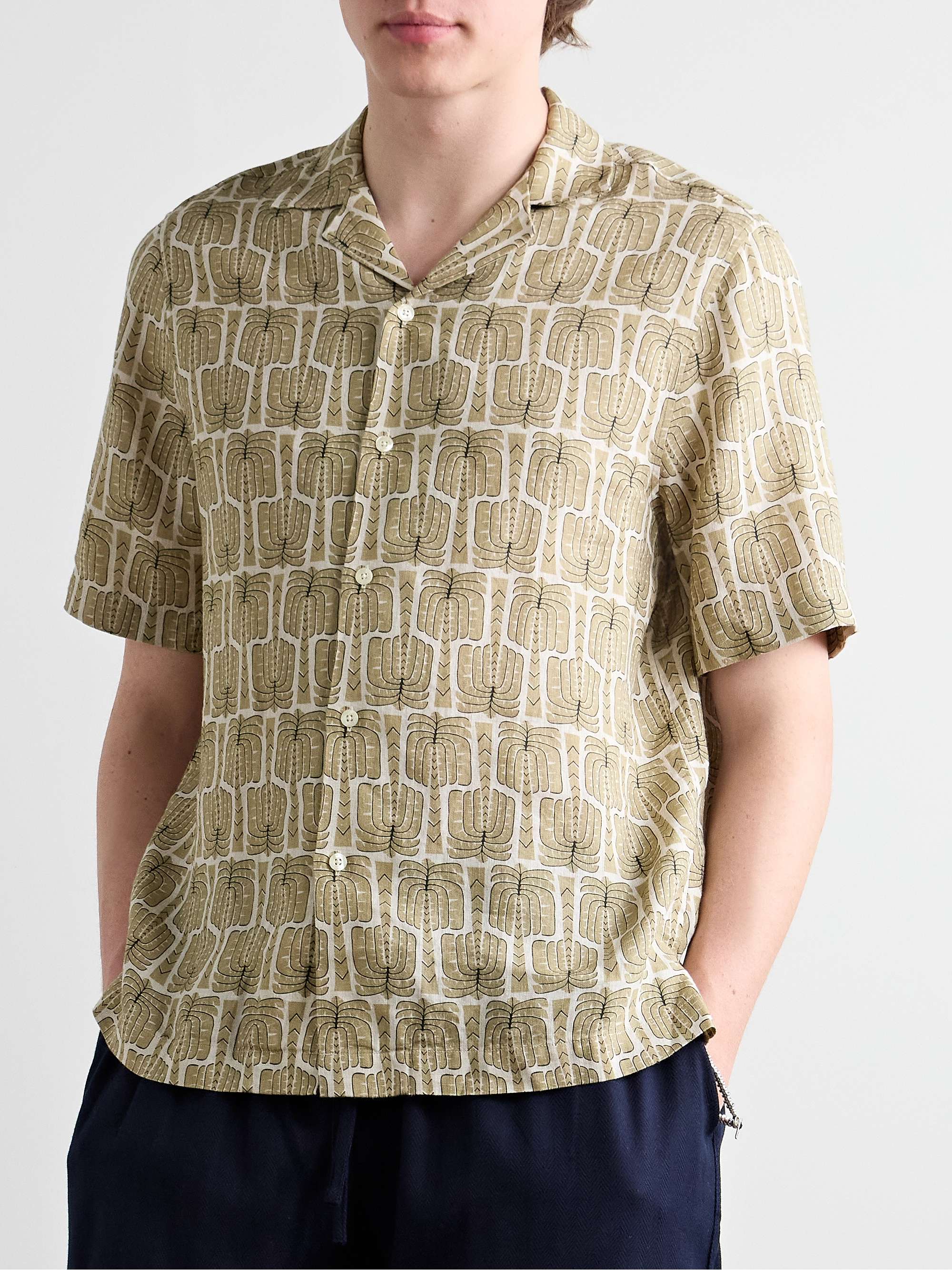 Roberto Palmeira Camp-Collar Printed Linen Shirt view