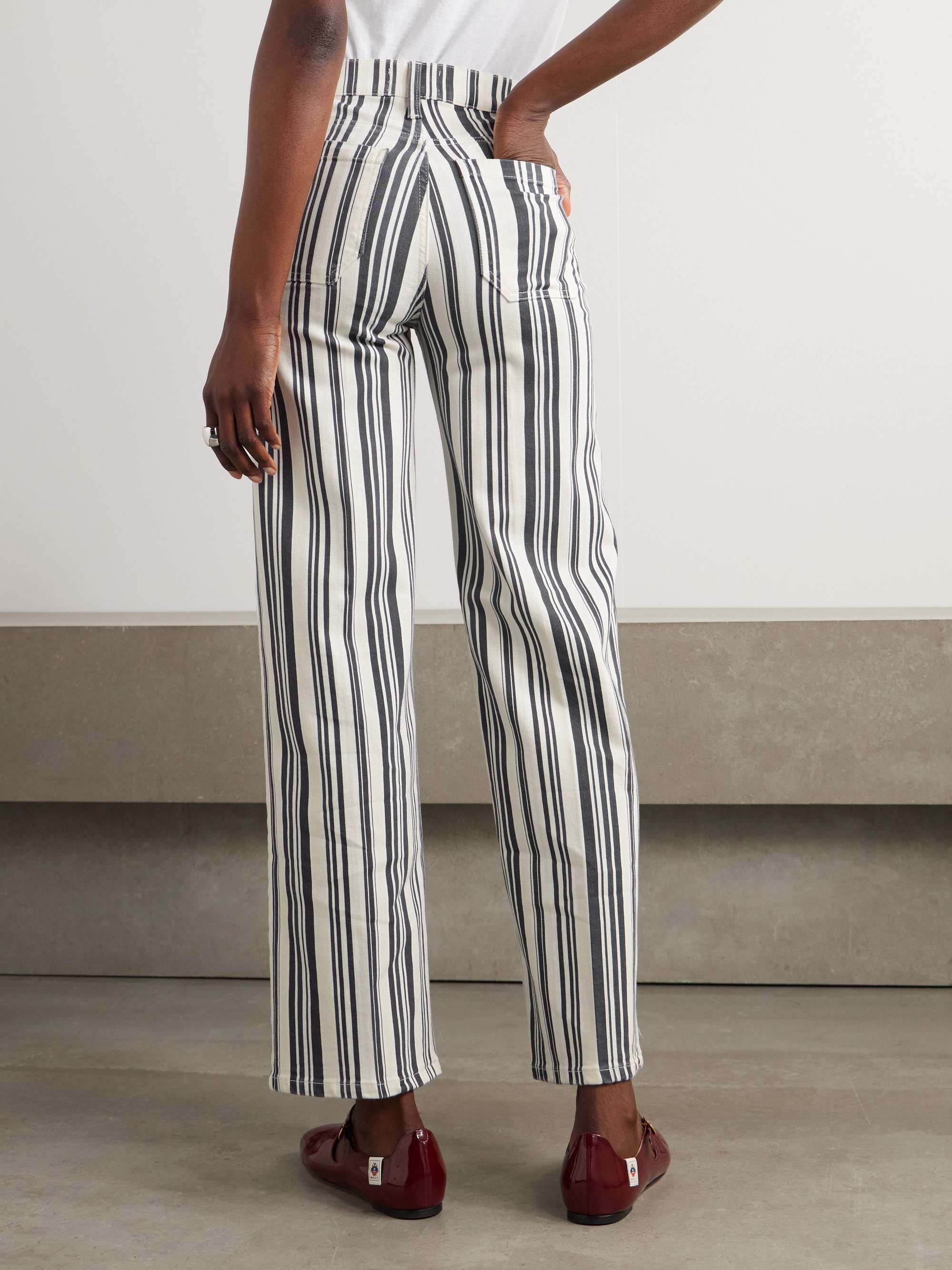 Le Slim Palazzo Modernist Pocket striped high-rise wide-leg jeans view