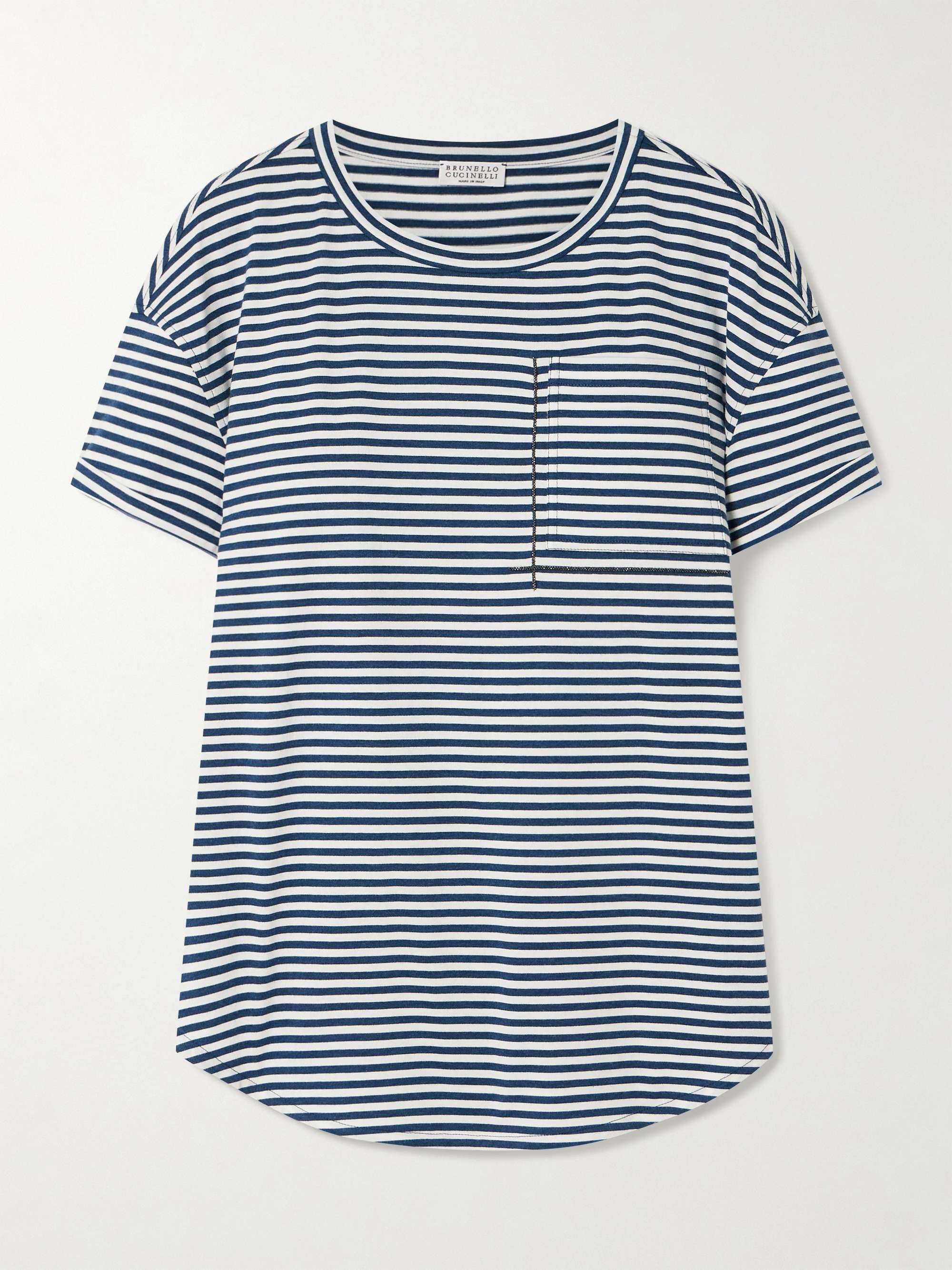 Bead-embellished striped cotton-jersey T-shirt view