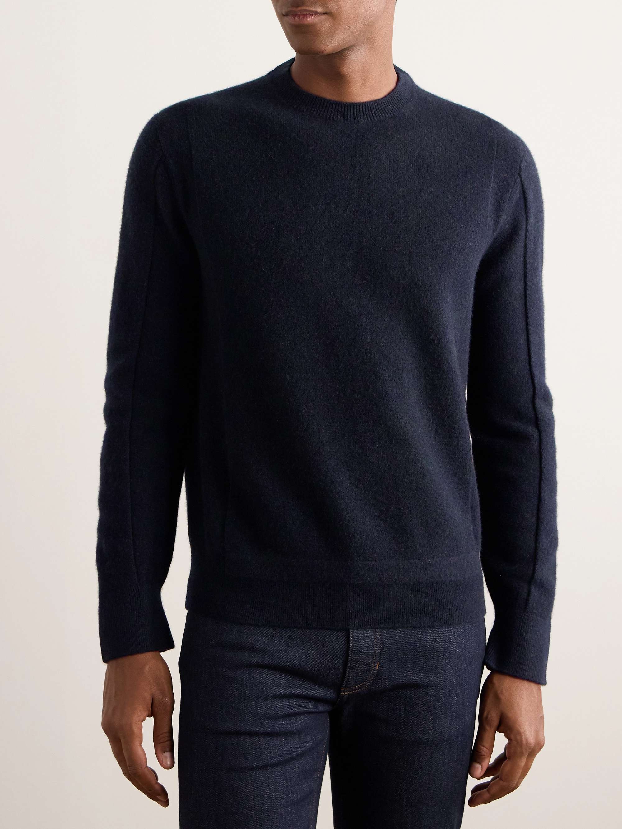Logo-Detailed Brushed Wool and Cashmere-Blend Sweater view