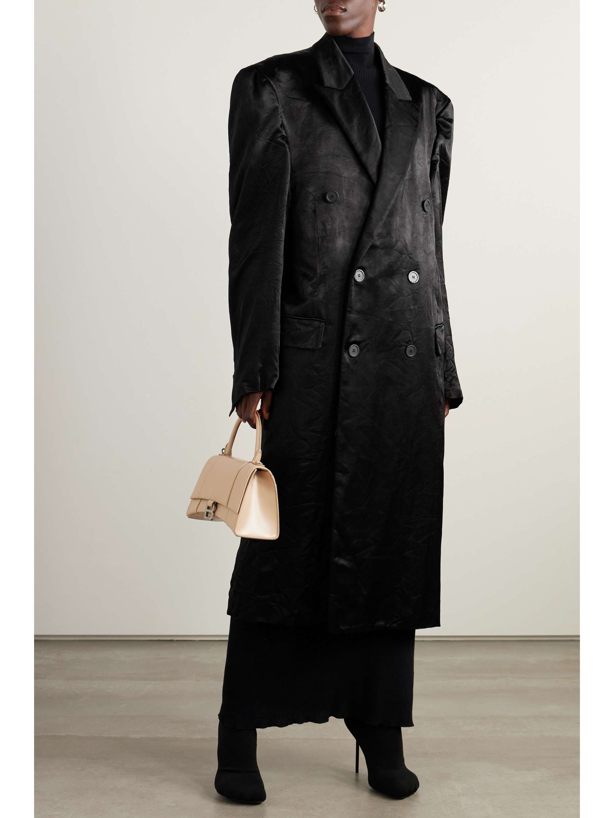 Crinkled-satin coat view