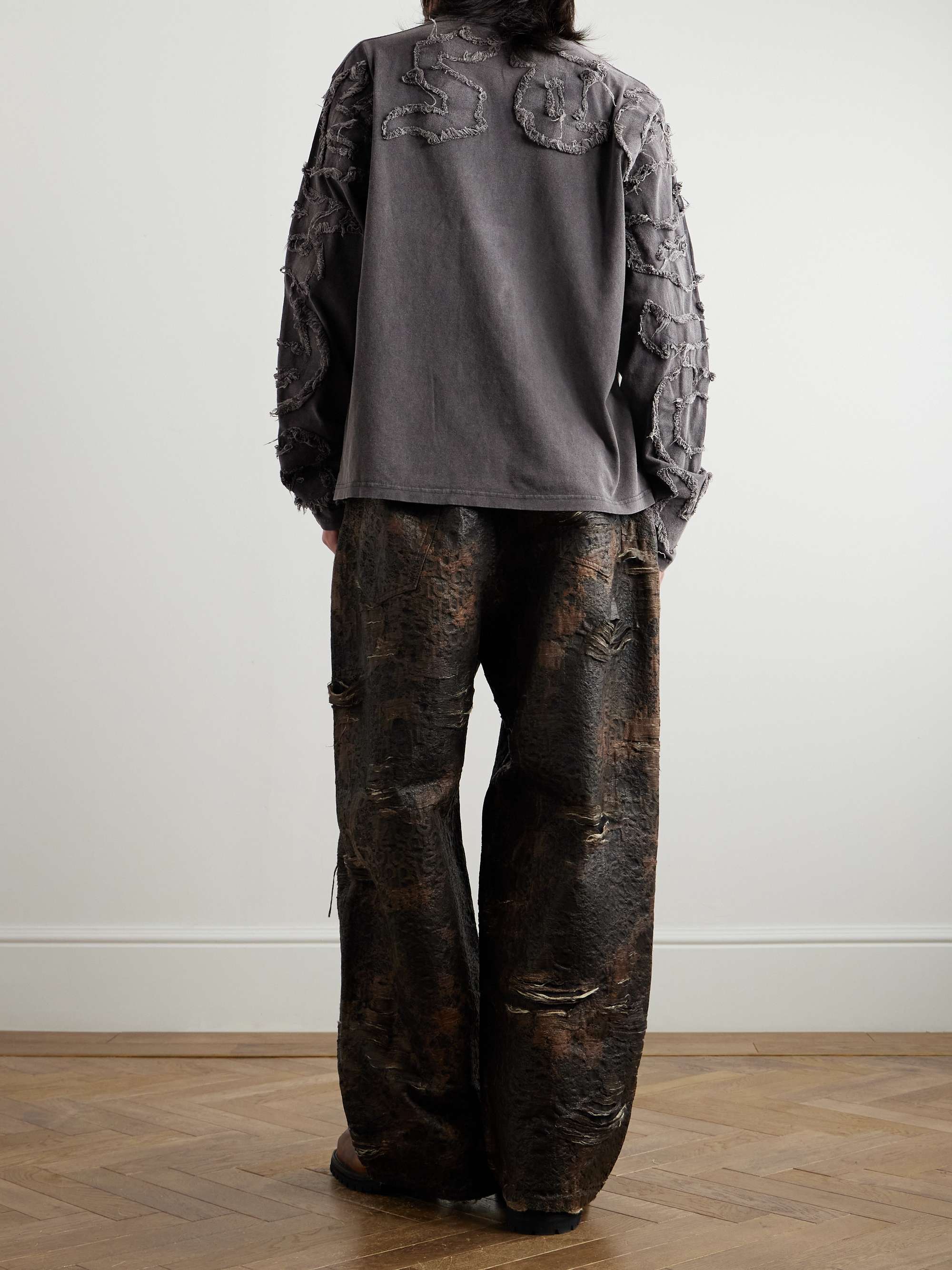 Distressed Garment-Dyed Organic Cotton-Jersey Sweatshirt view