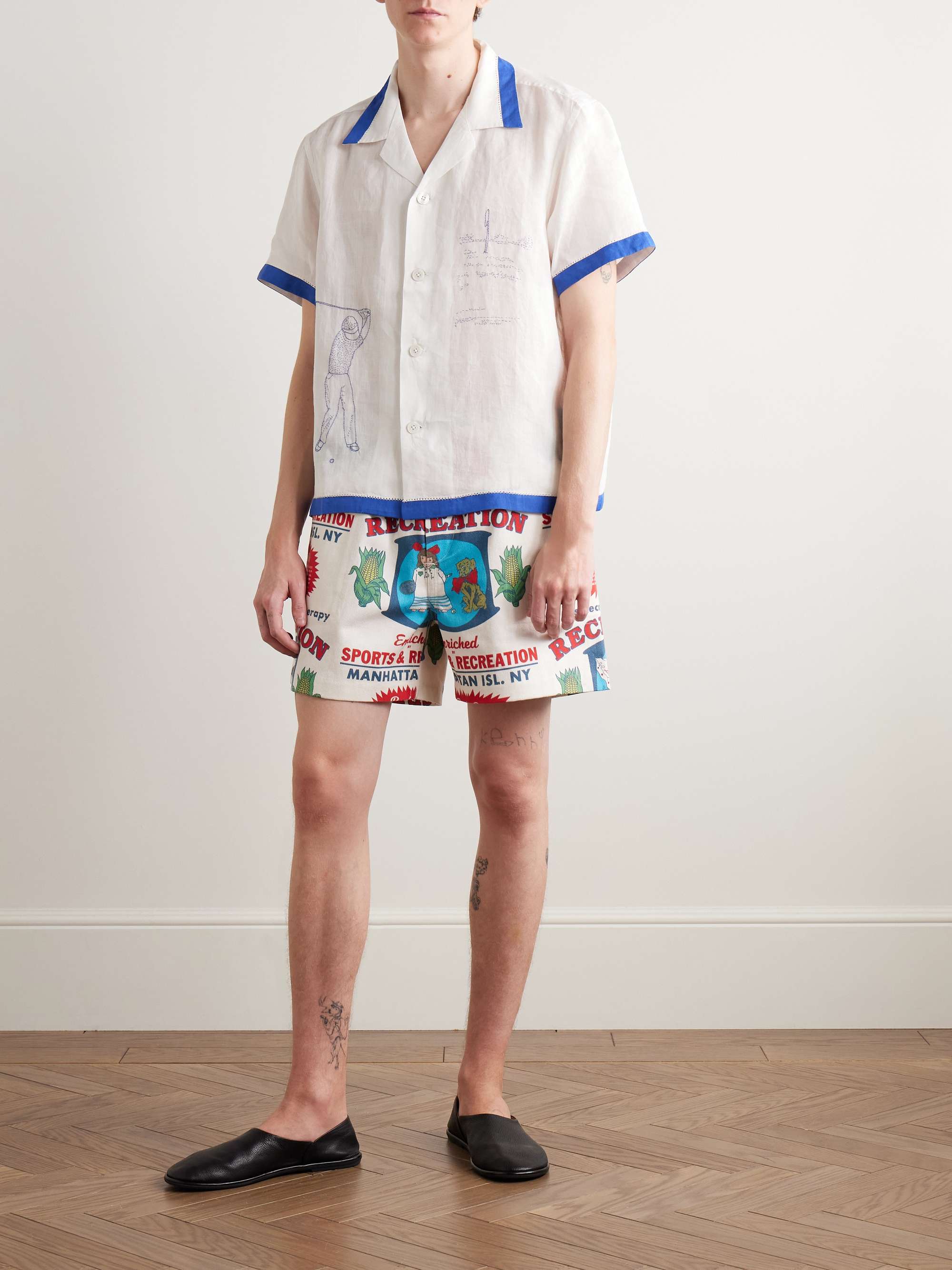 Rec. Enrichment Straight-Leg Printed Cotton-Twill Shorts view