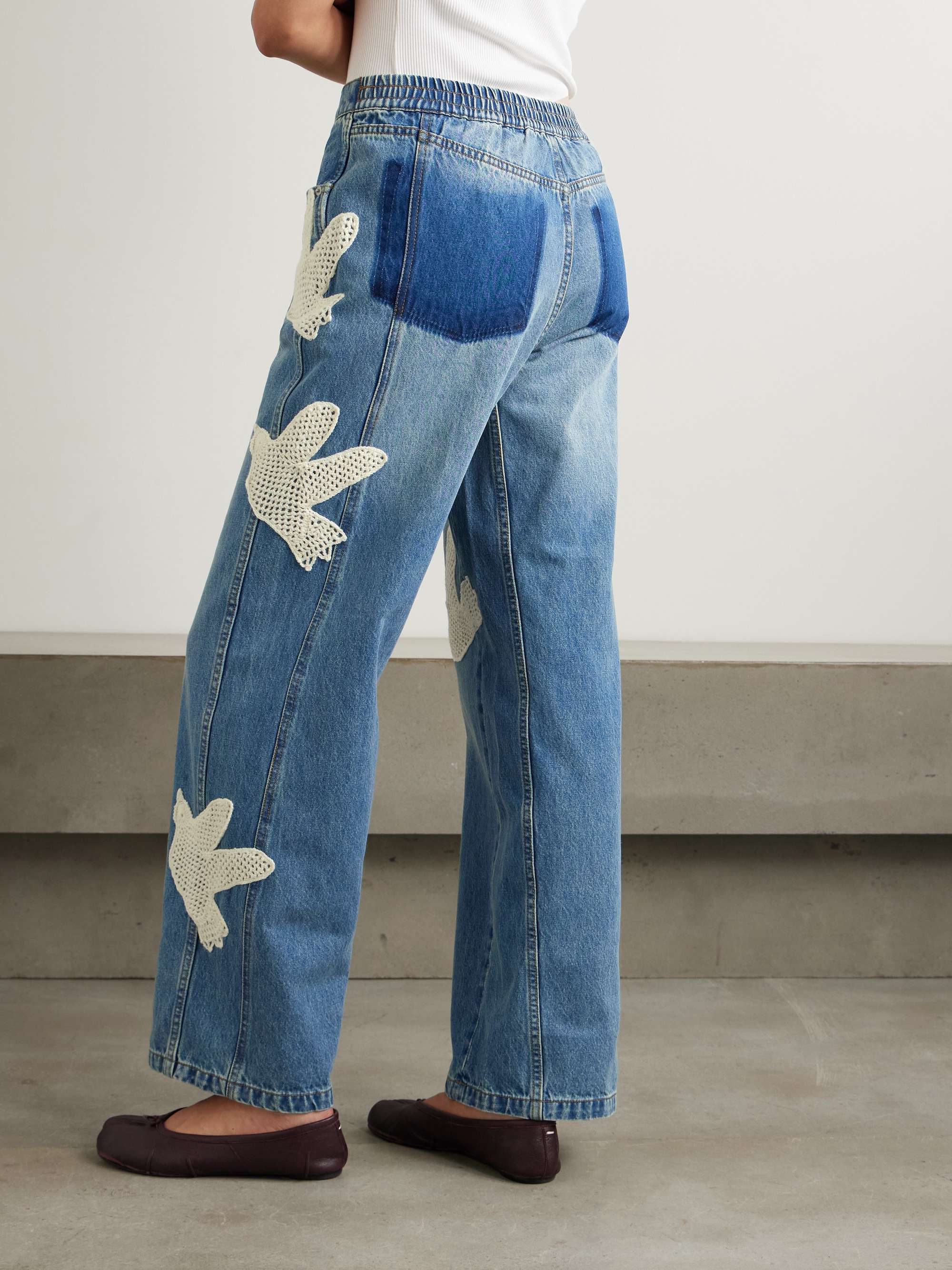 Payton crochet-trimmed high-rise wide-leg jeans view