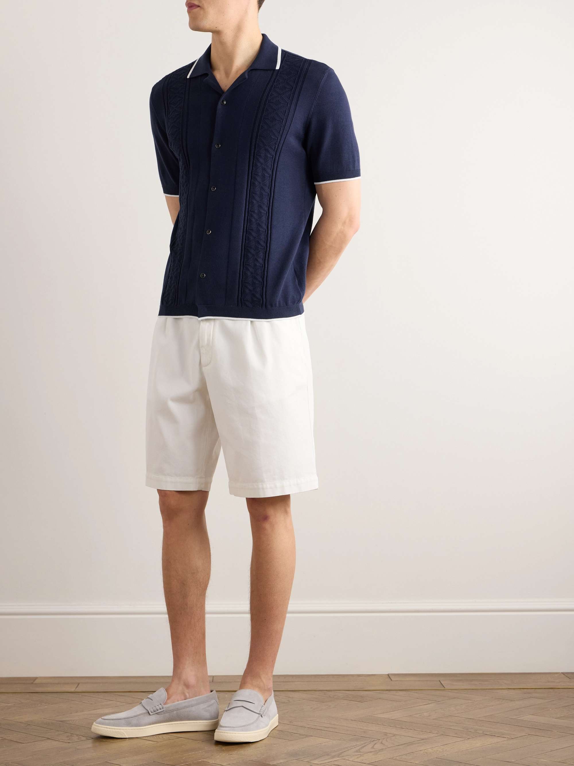 Slim-Fit Jacquard-Knit Cotton Shirt view