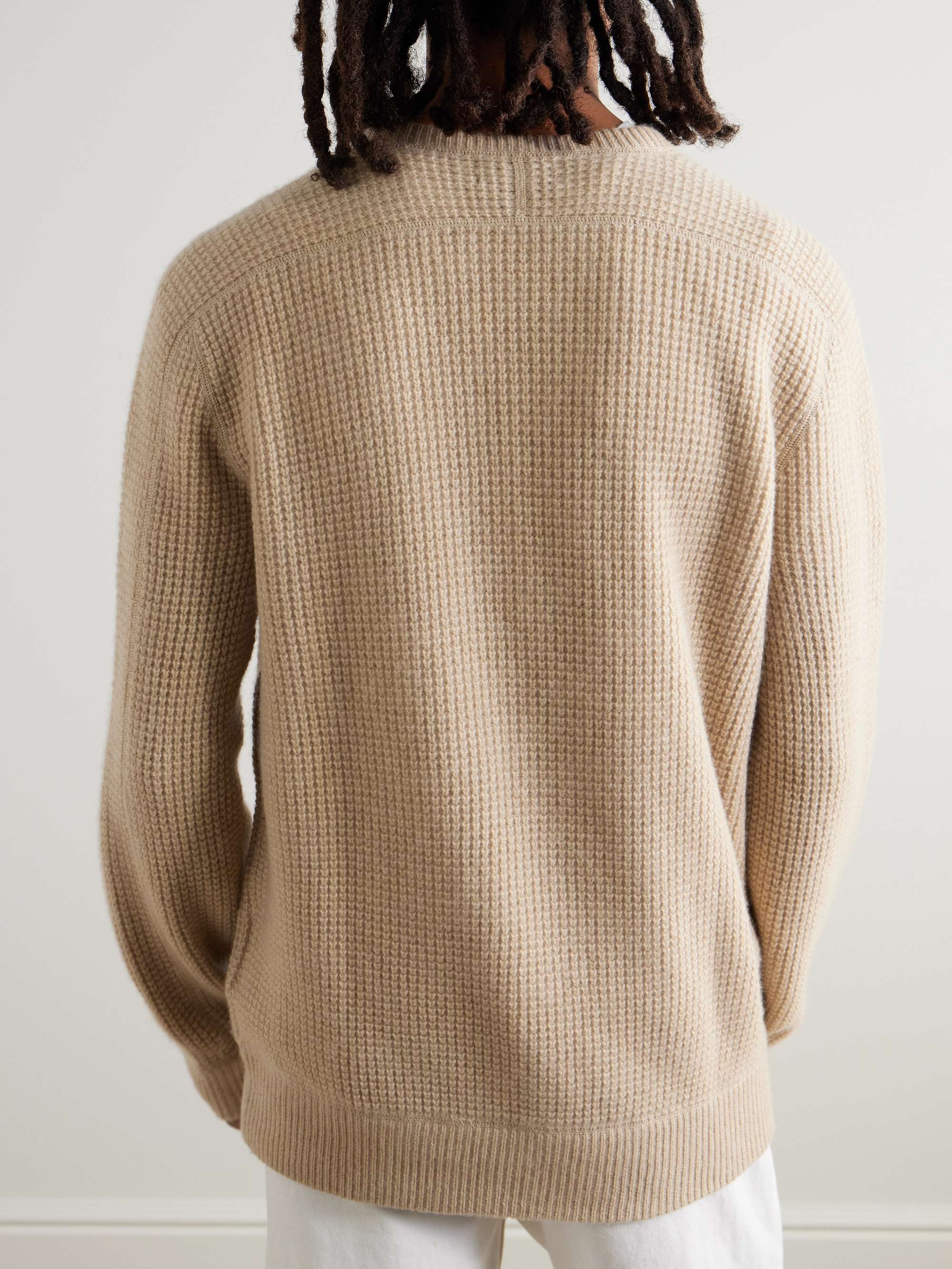 Logo-Embroidered Waffle-Knit Wool and Alpaca-Blend Sweater view