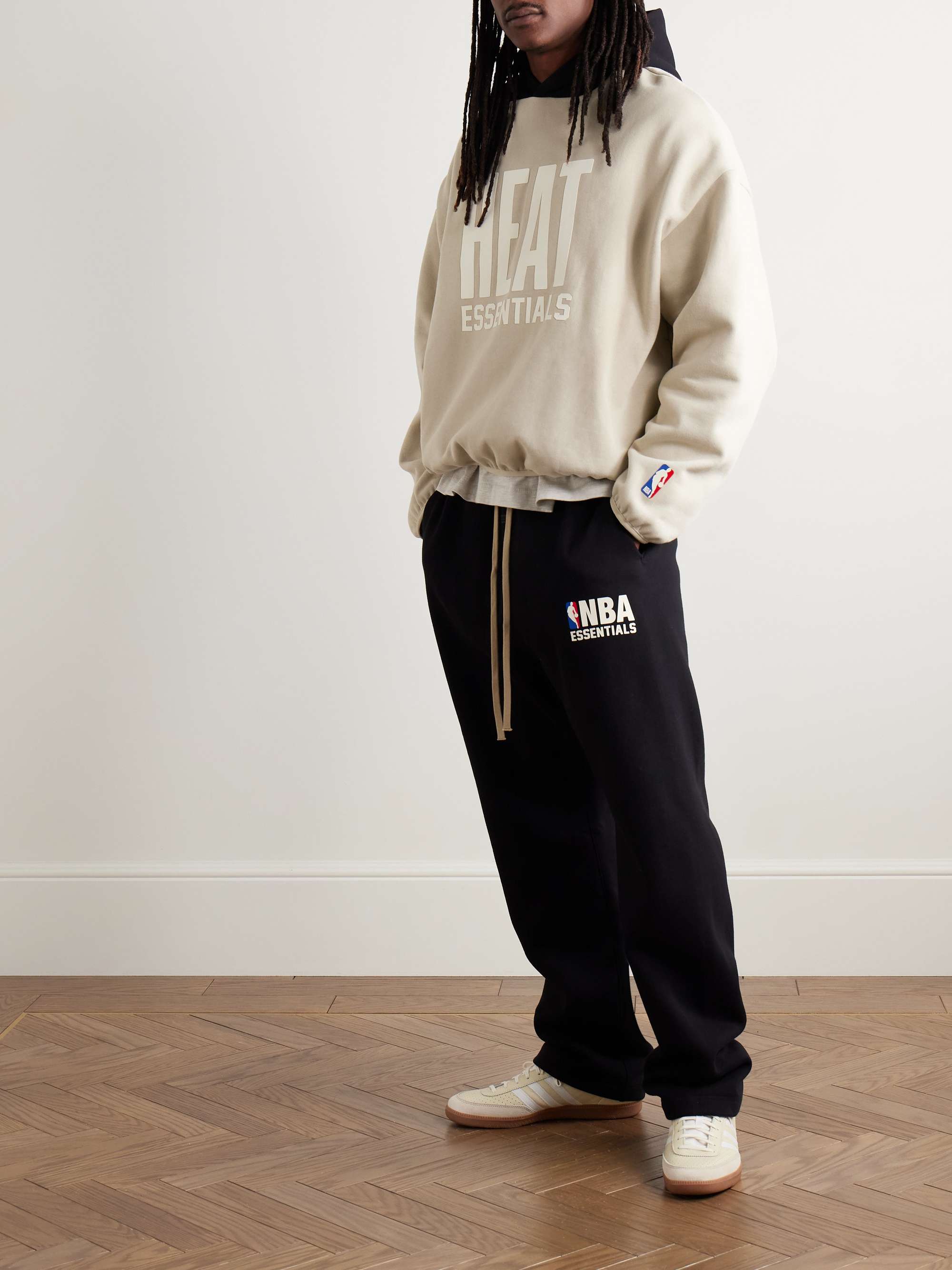 + NBA Miami Heat Cropped Appliquéd Cotton-Blend Jersey Hoodie view