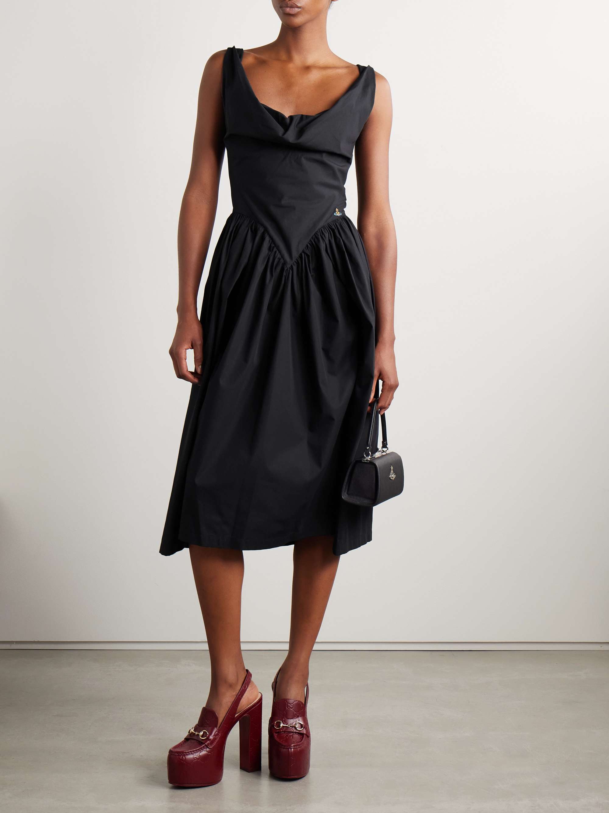 Sunday gathered cotton-poplin midi dress view
