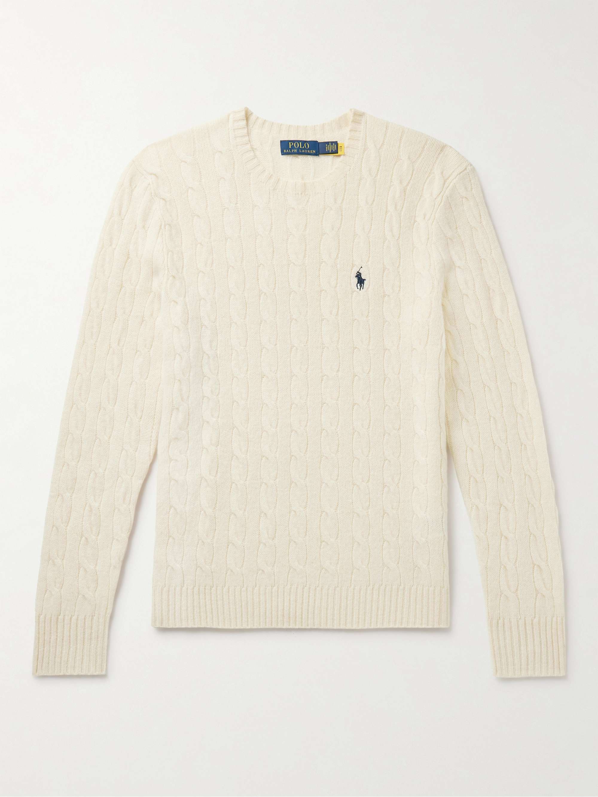 Slim-Fit Cable-Knit Wool and Cashmere-Blend Sweater view