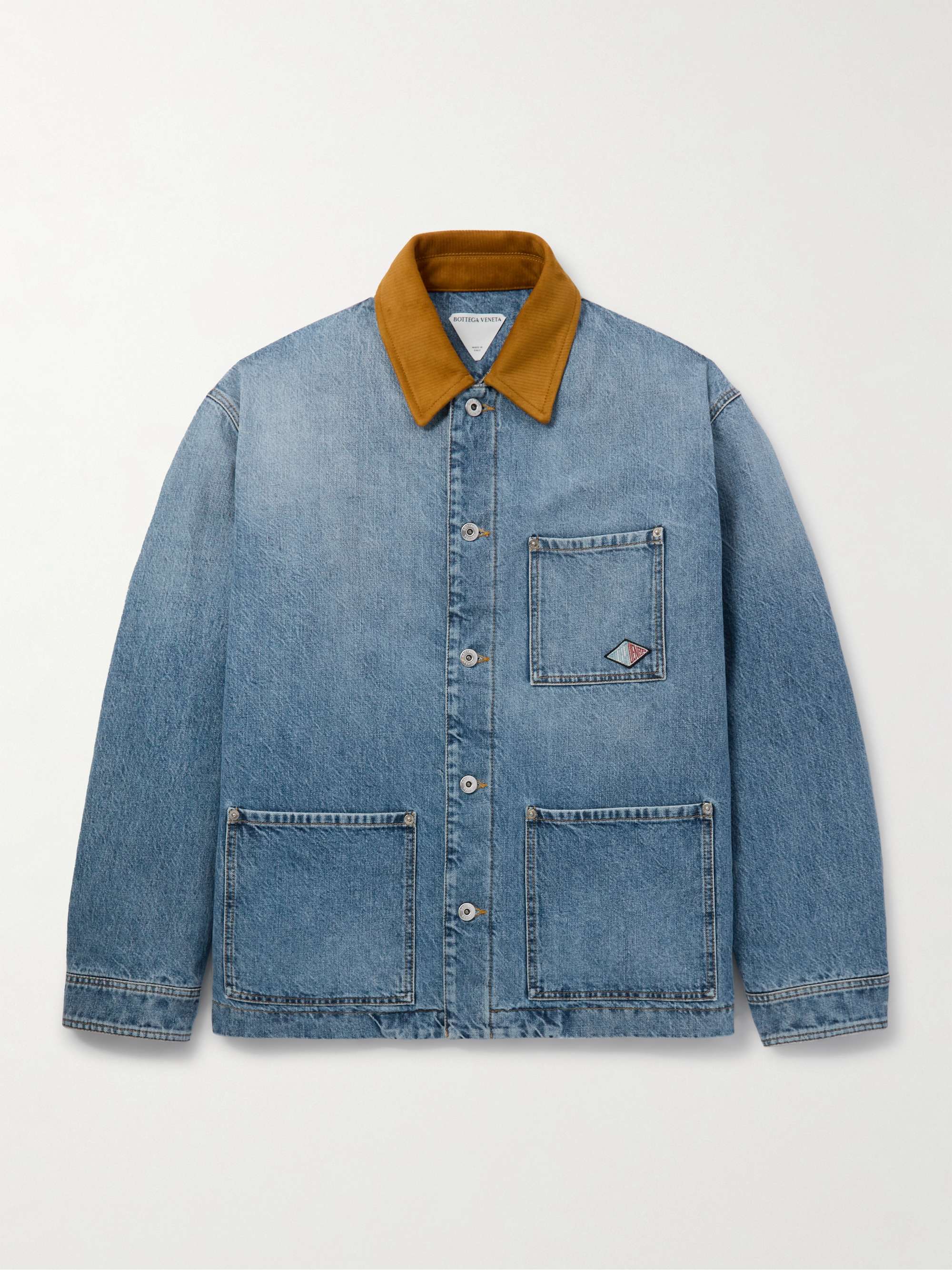 Logo-Appliquéd Suede-Trimmed Denim Jacket view