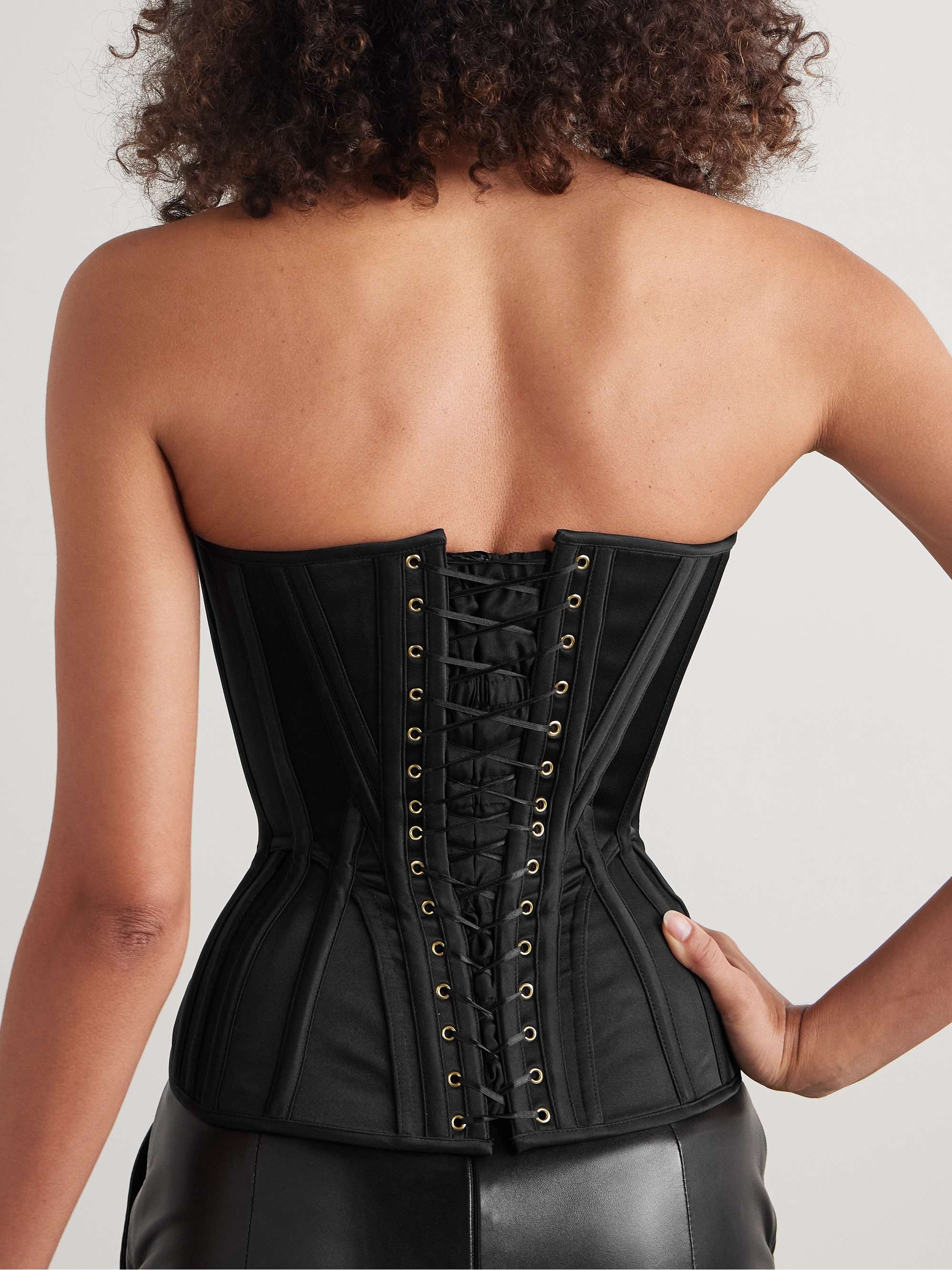 Wasp strapless recycled-satin bustier top view