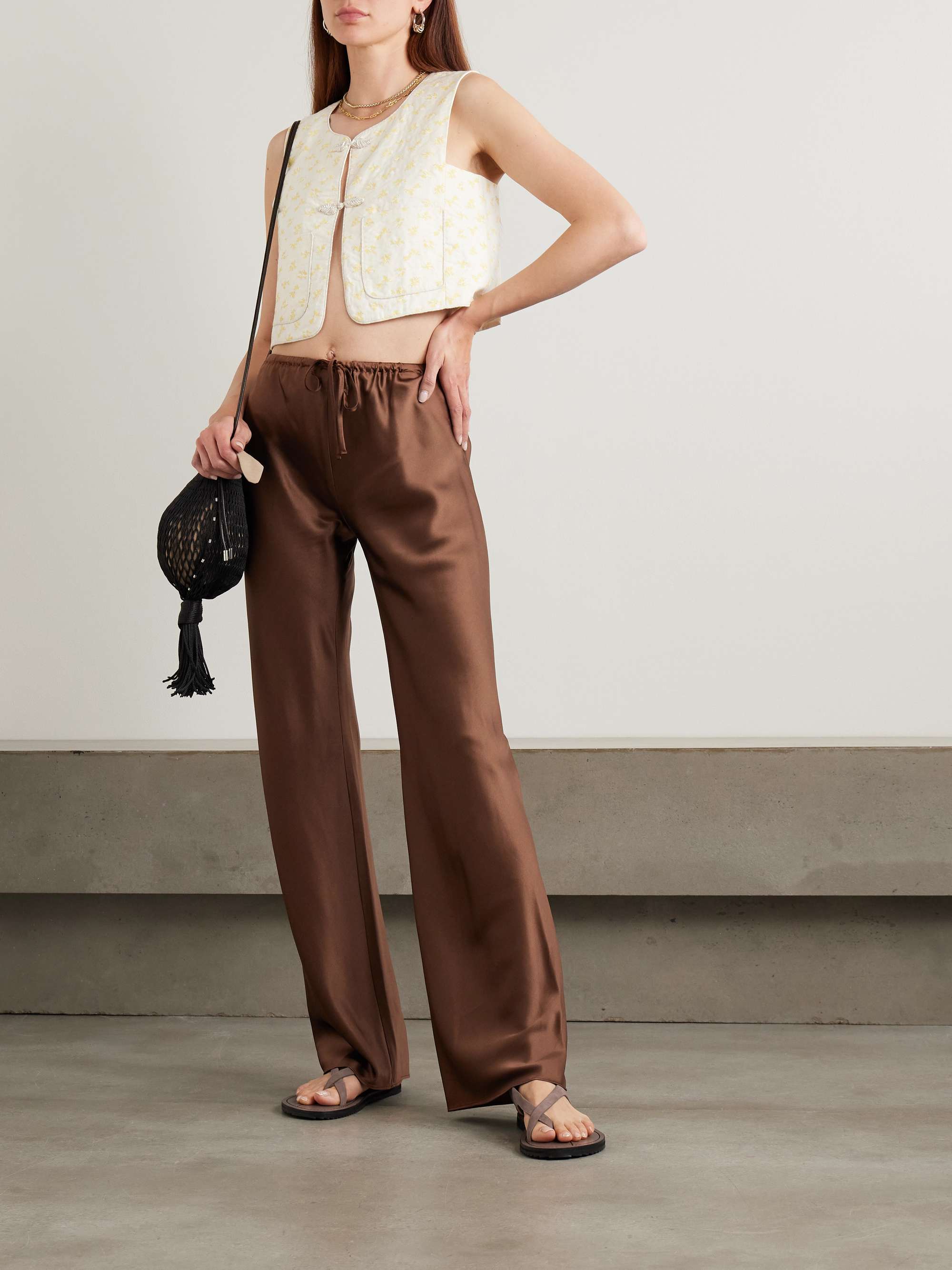 Billie silk-blend satin straight-leg pants view