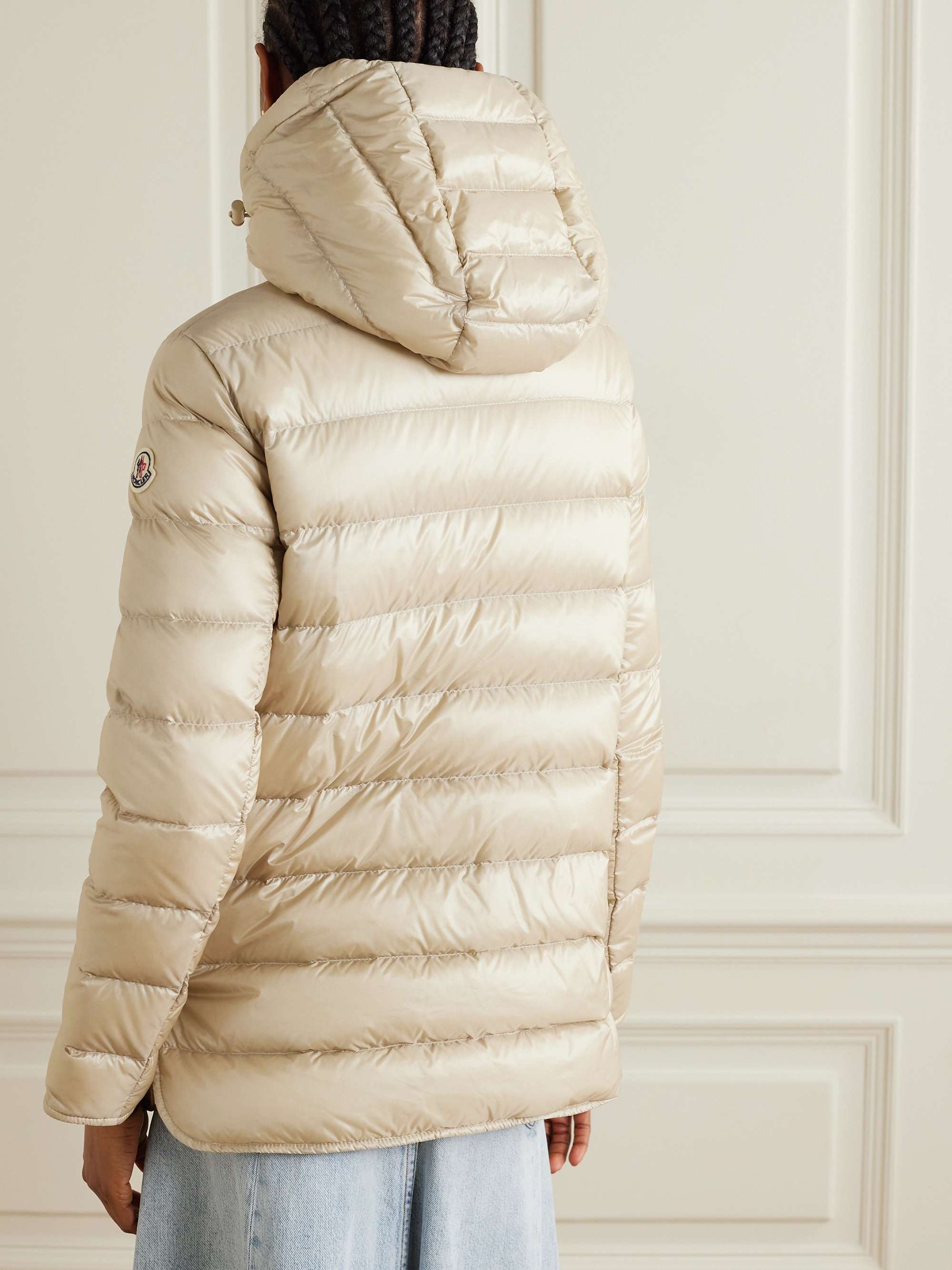 Argenno hooded belted appliquéd quilted shell down coat view