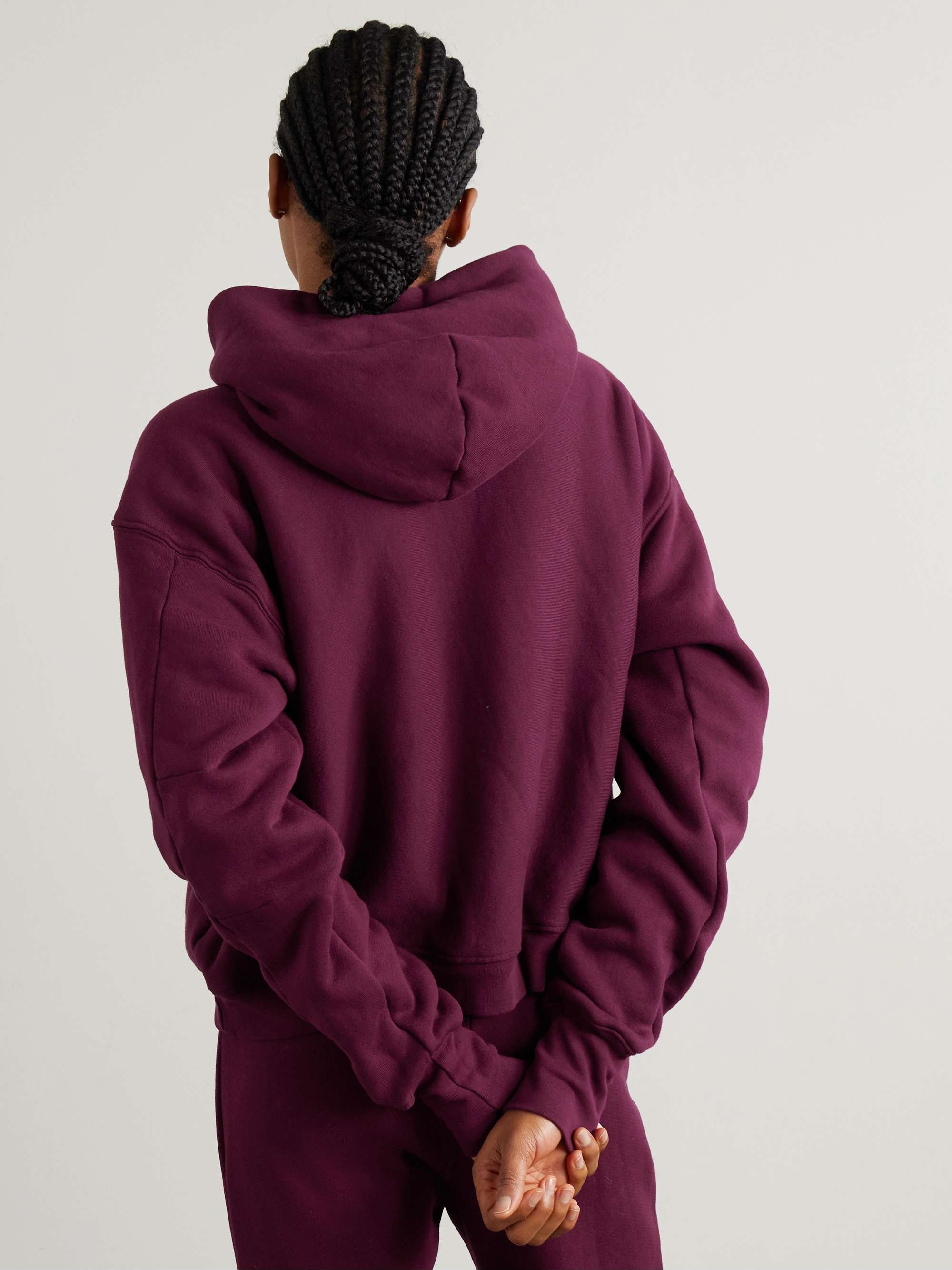 Cropped cotton-jersey hoodie view