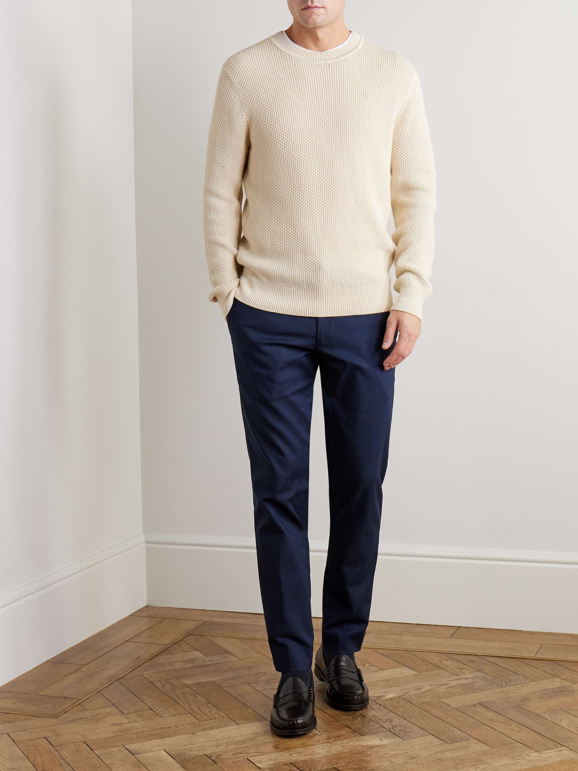 Honeycomb-Knit Cotton Sweater view