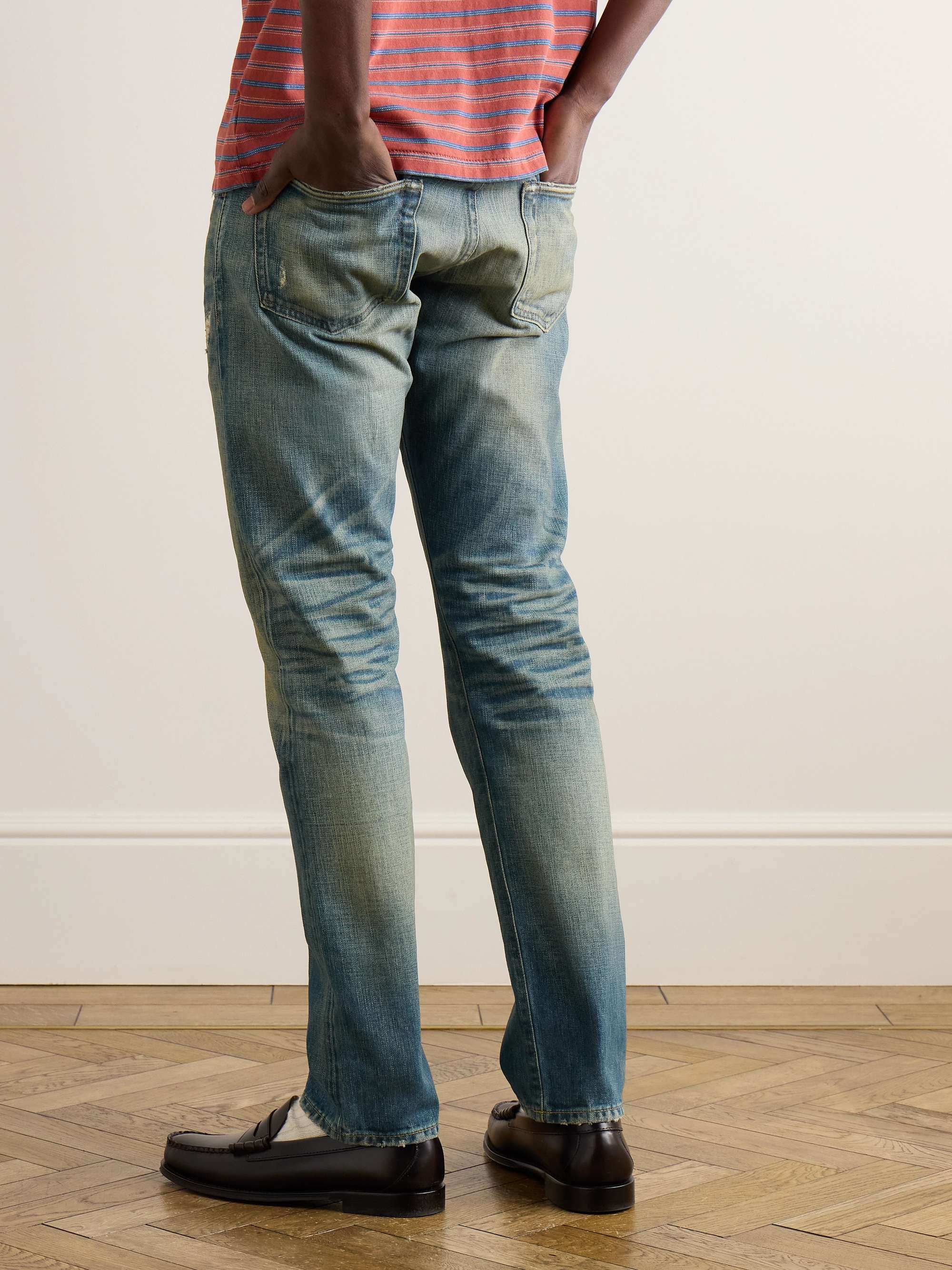 Ridgway Slim-Fit Distressed Selvedge Denim Jeans view